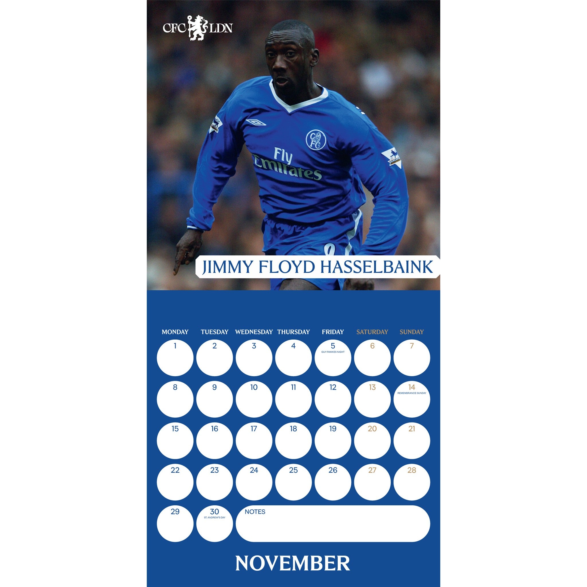 Calendrier mural Chelsea 2027