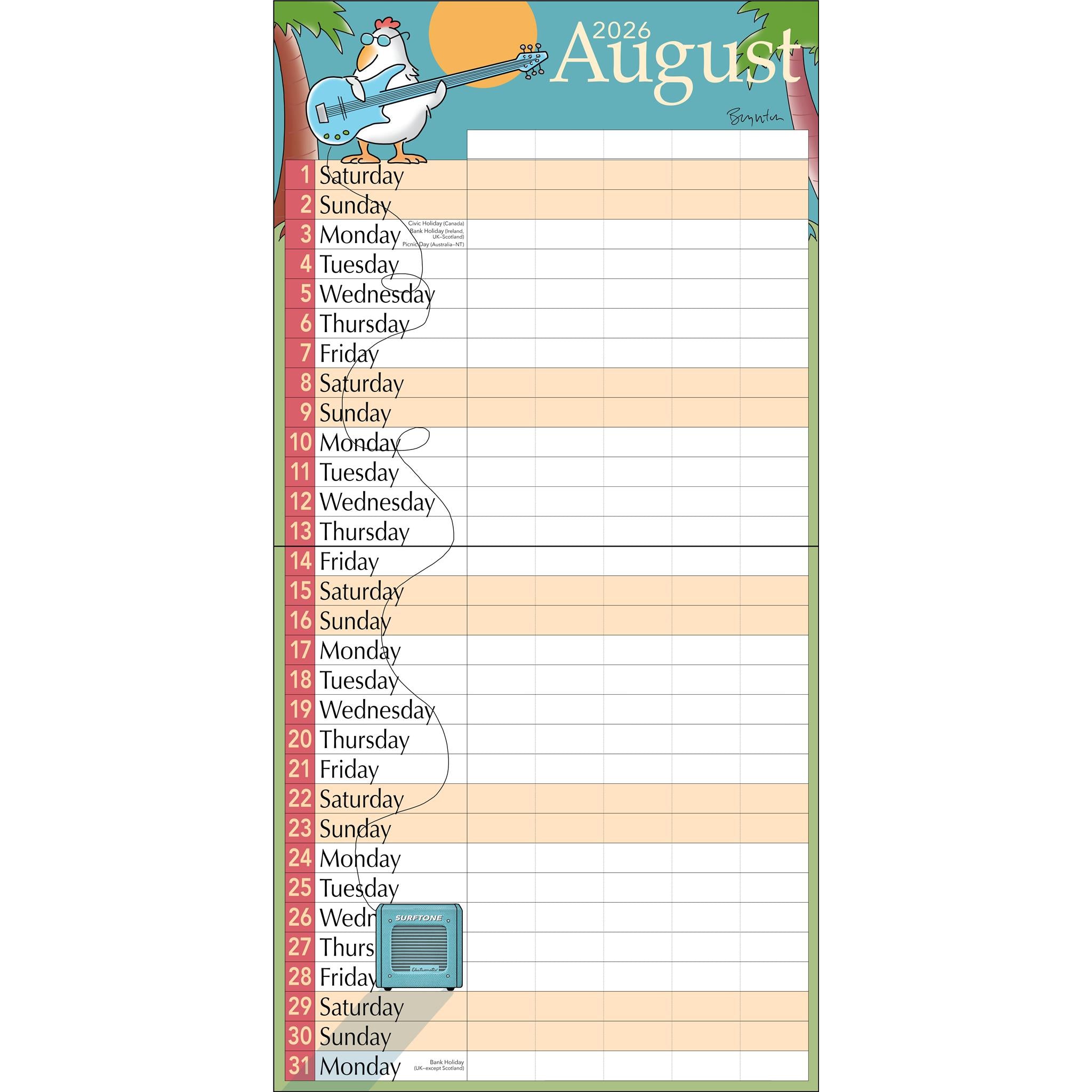 Calendrier mural 2025-2026 de Sandra Boynton « Ma famille »