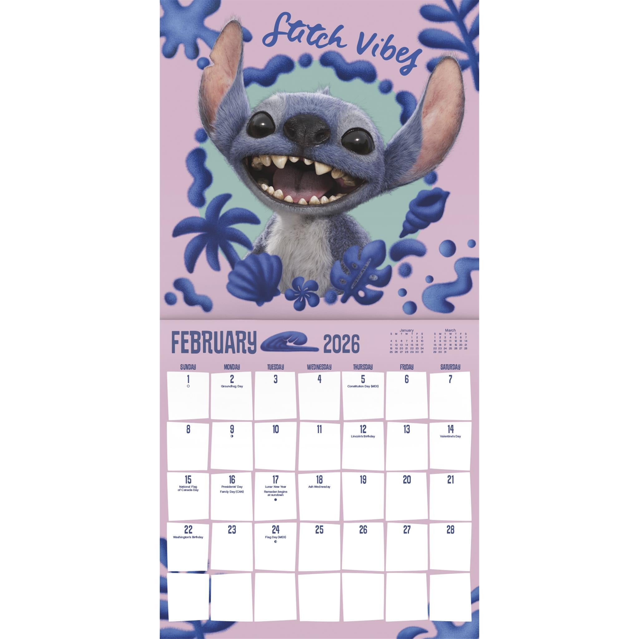 Calendrier mural Lilo et Stitch 2026 (film en prises de vues réelles) - Disponible uniquement en ligne