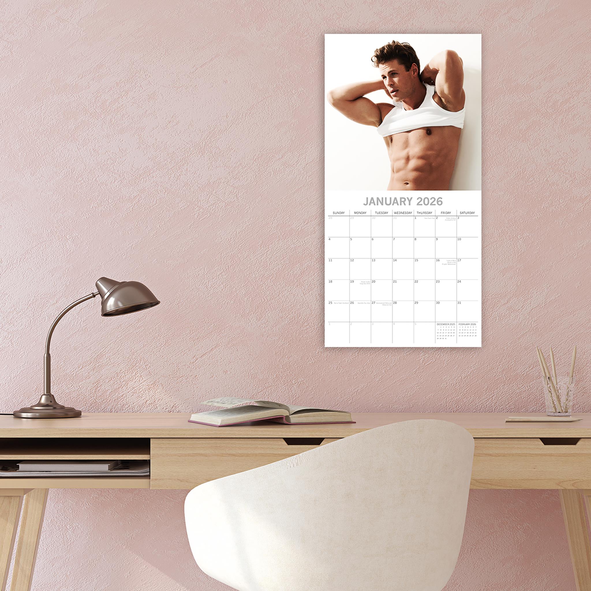 Calendrier mural 2026 des hommes torse nu les plus sexy