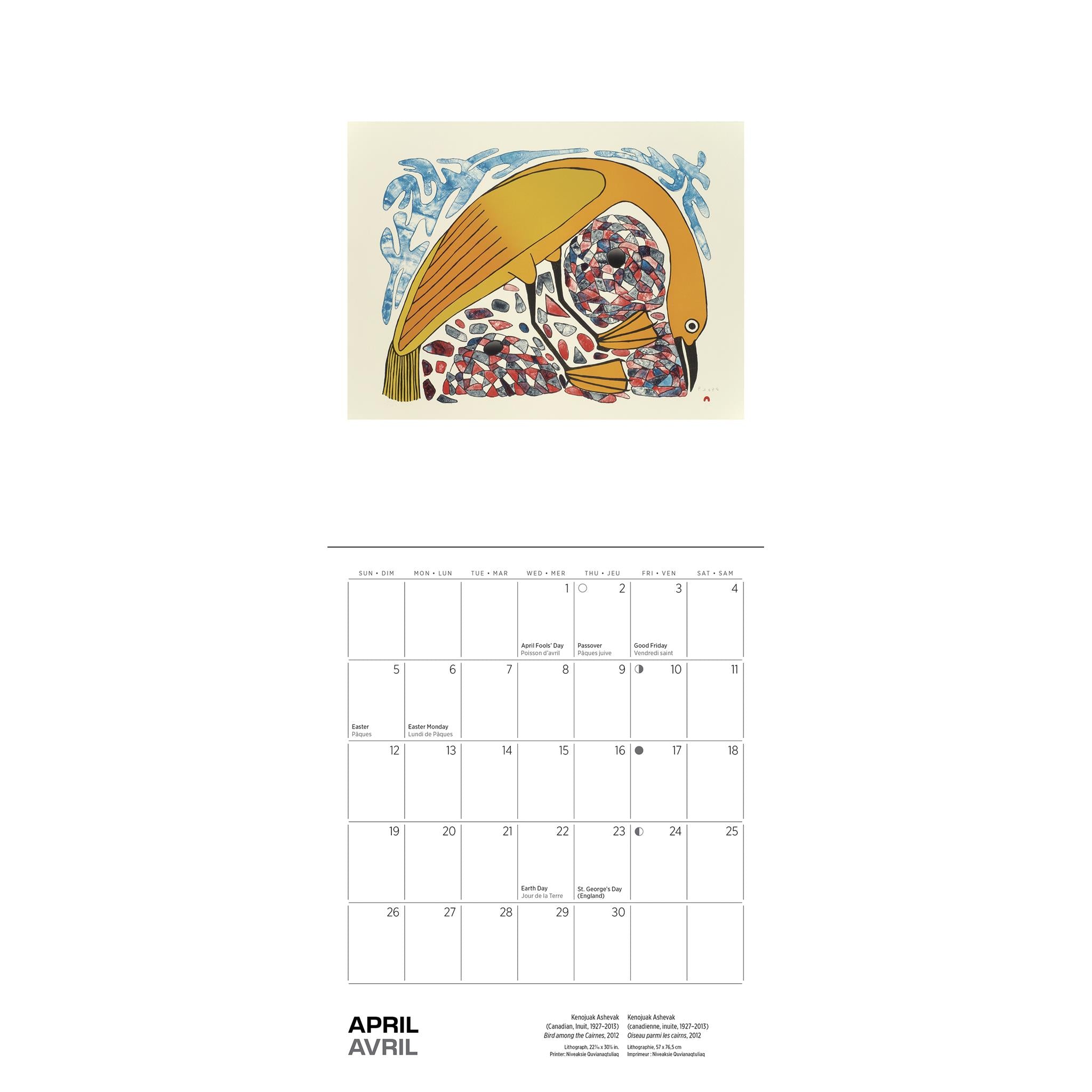 Mini-calendrier d'art inuit de Cape Dorset 2026