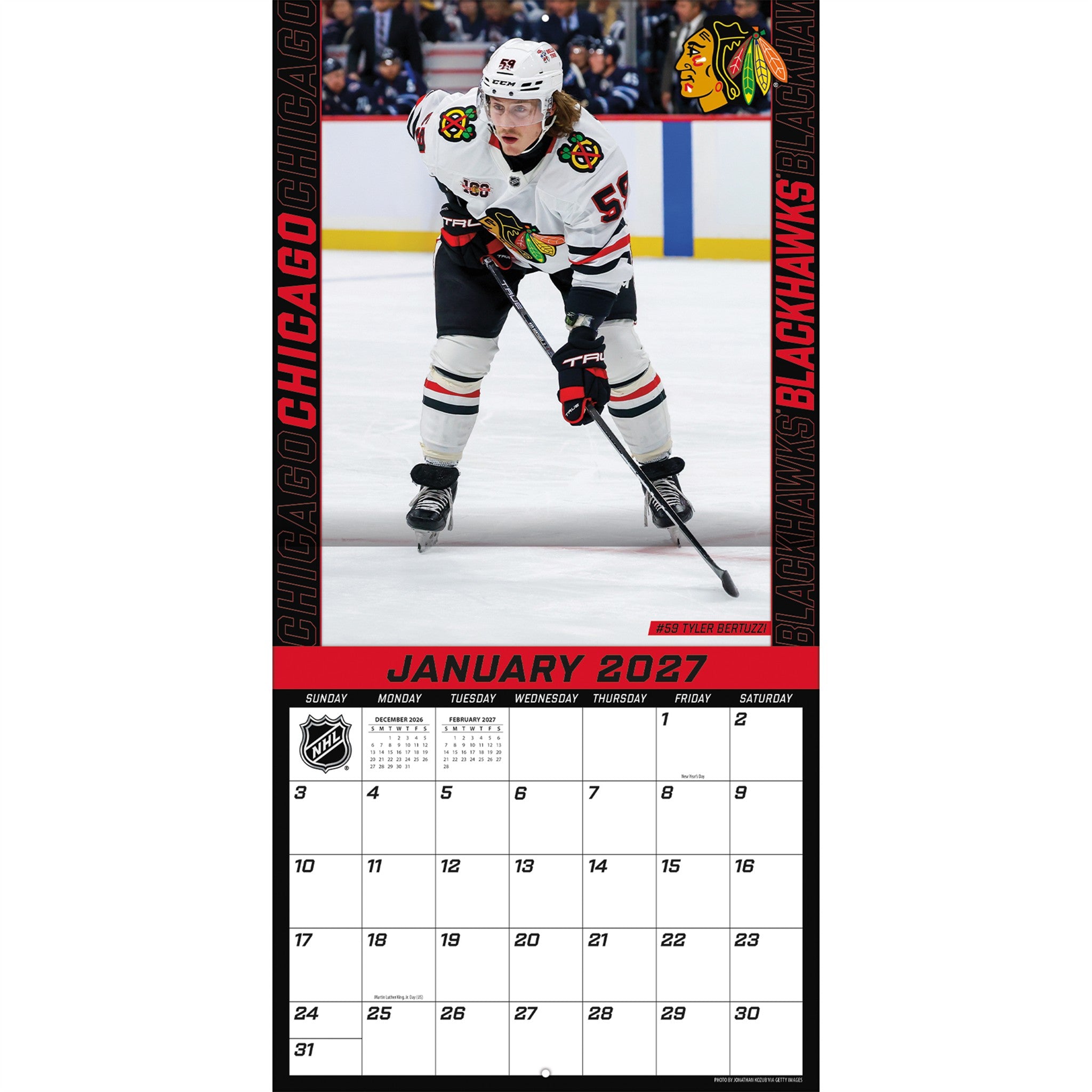 NHL Chicago Blackhawks 2027 Wall Calendar