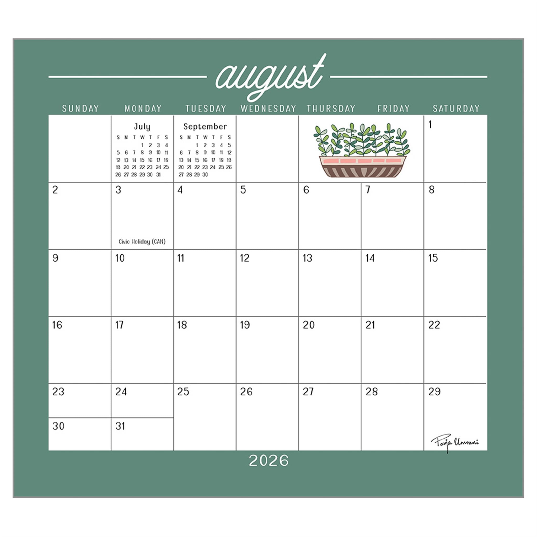 Calendrier mural de luxe Plant Lady 2026 - Disponible uniquement en ligne