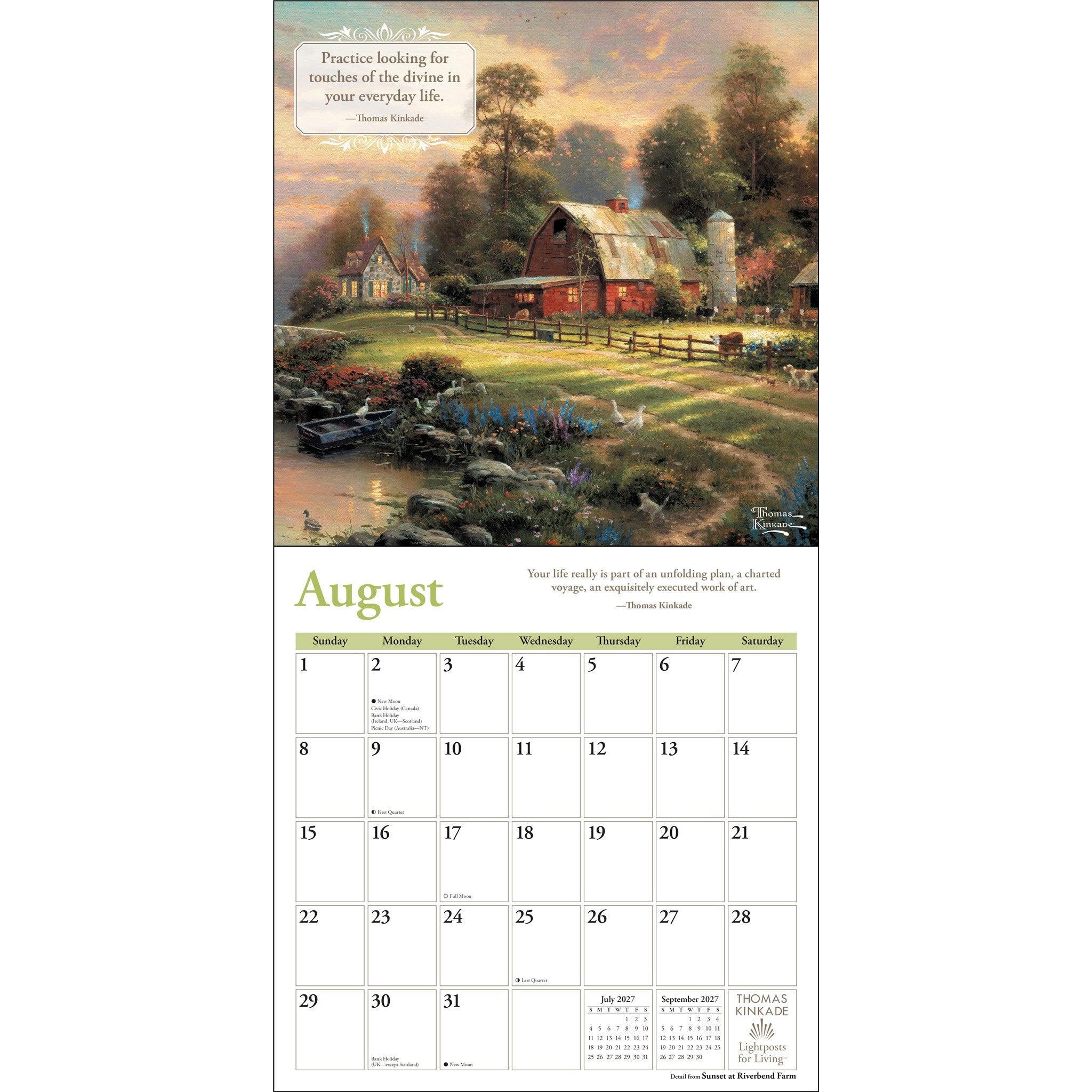 Calendrier mural 2027 Thomas Kinkade Lightposts for Living