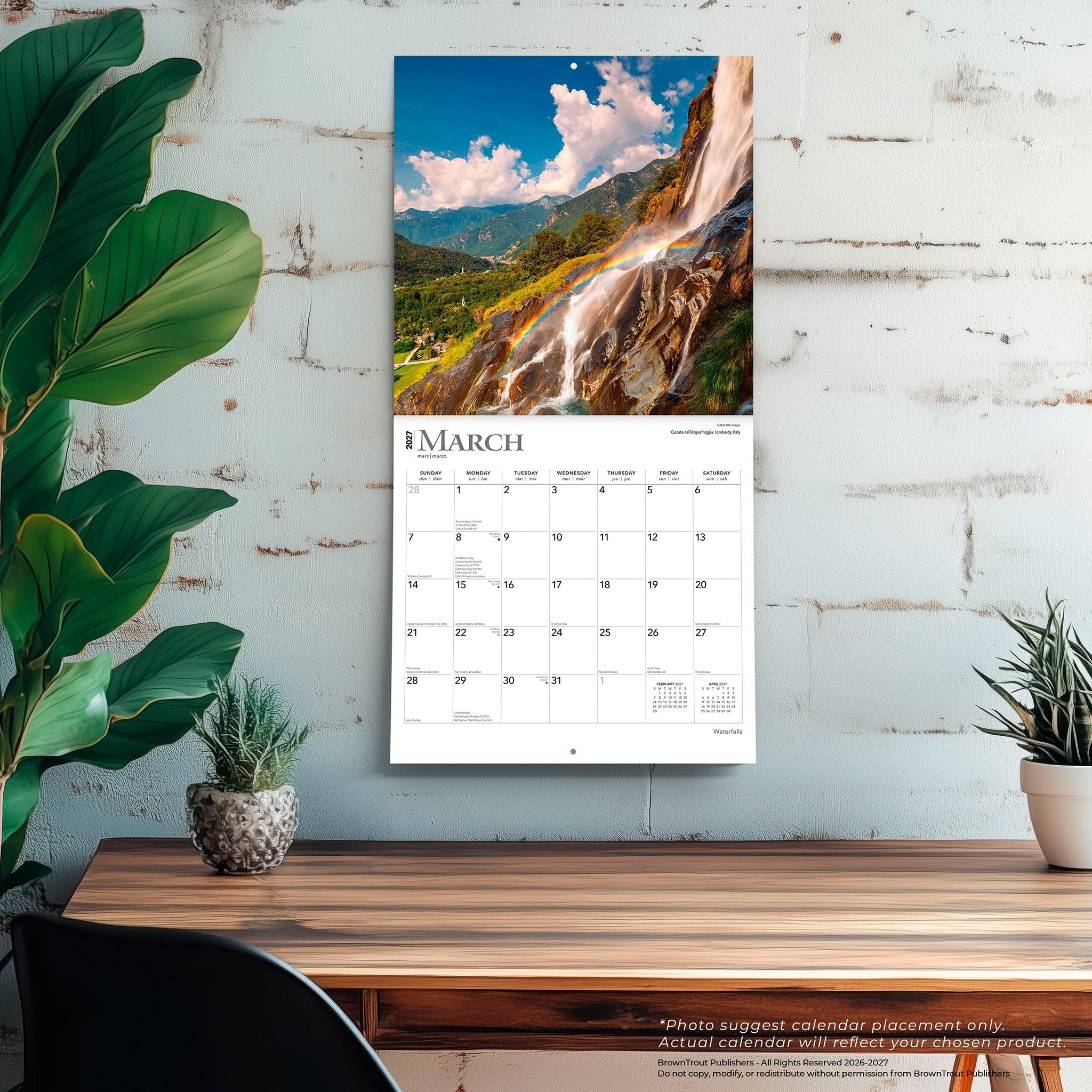 Waterfalls 2027 Wall Calendar