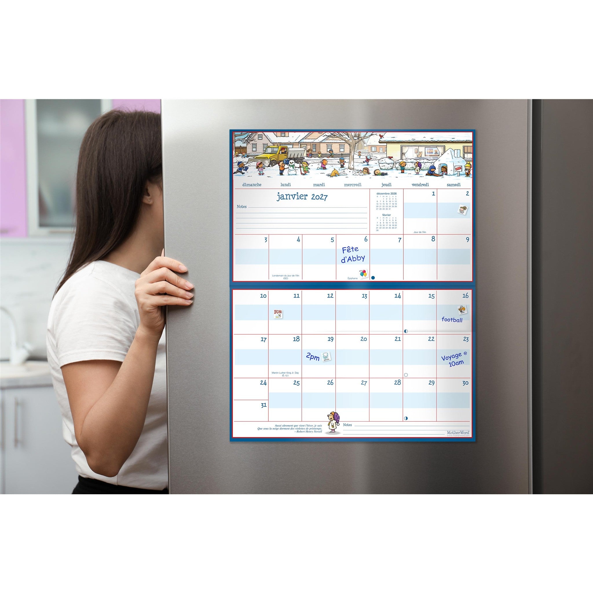 MotherWord Magnetic Fridge French 2027 Wall Calendar