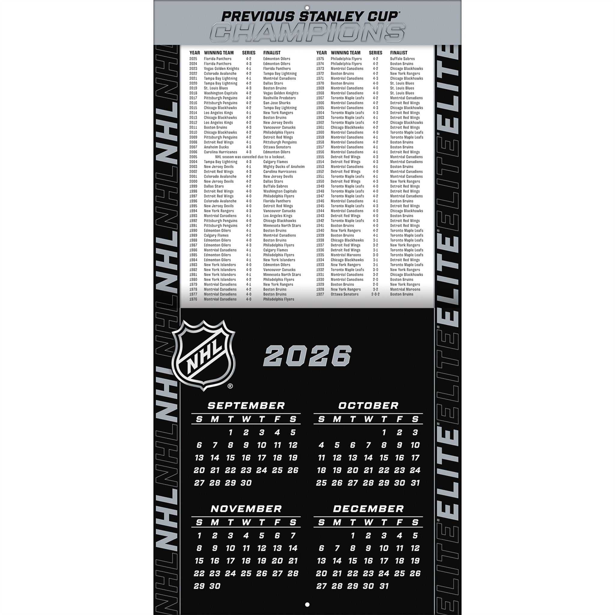 NHL Elite 2027 Wall Calendar