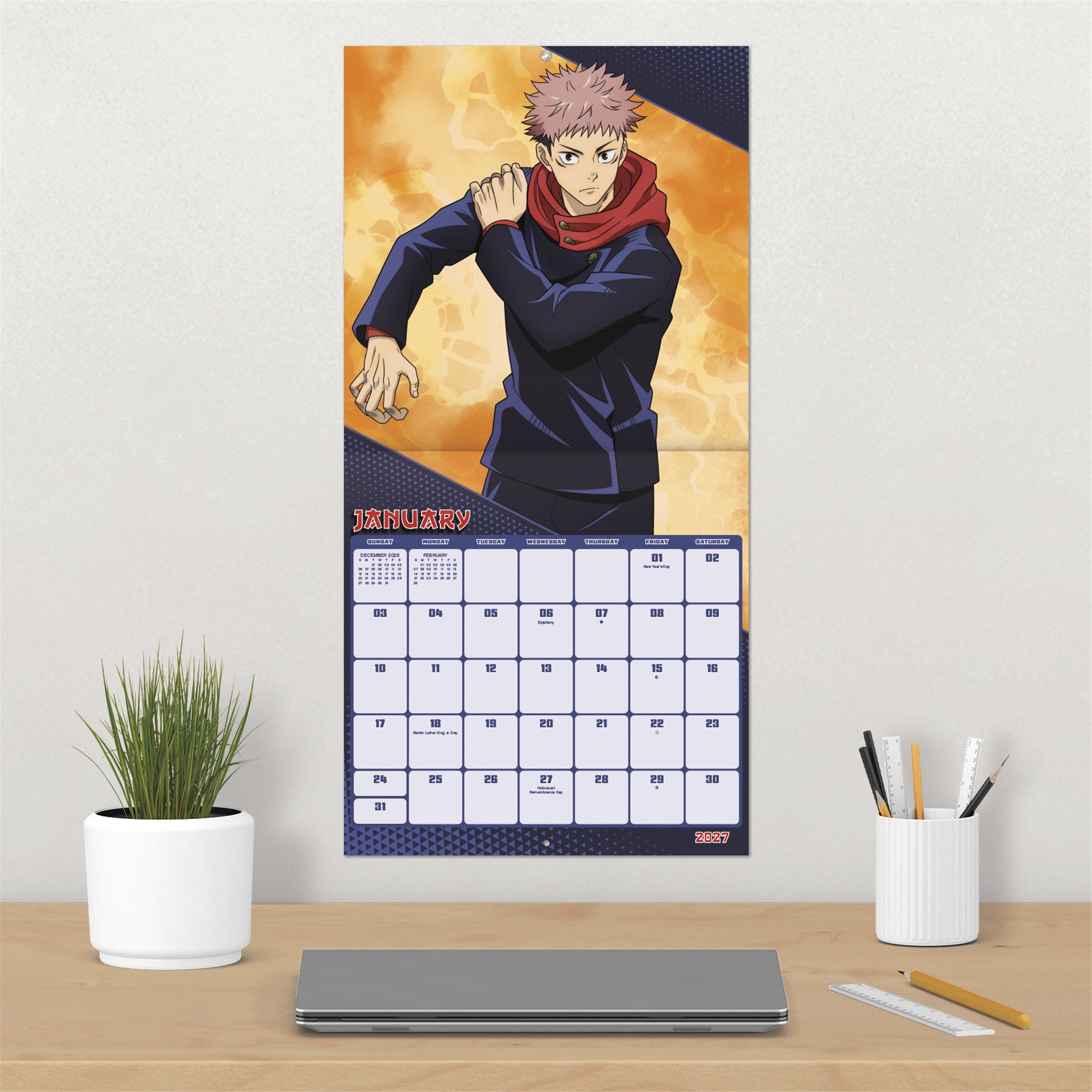 Calendrier mural Jujutsu Kaisen 2027 - Disponible en ligne uniquement
