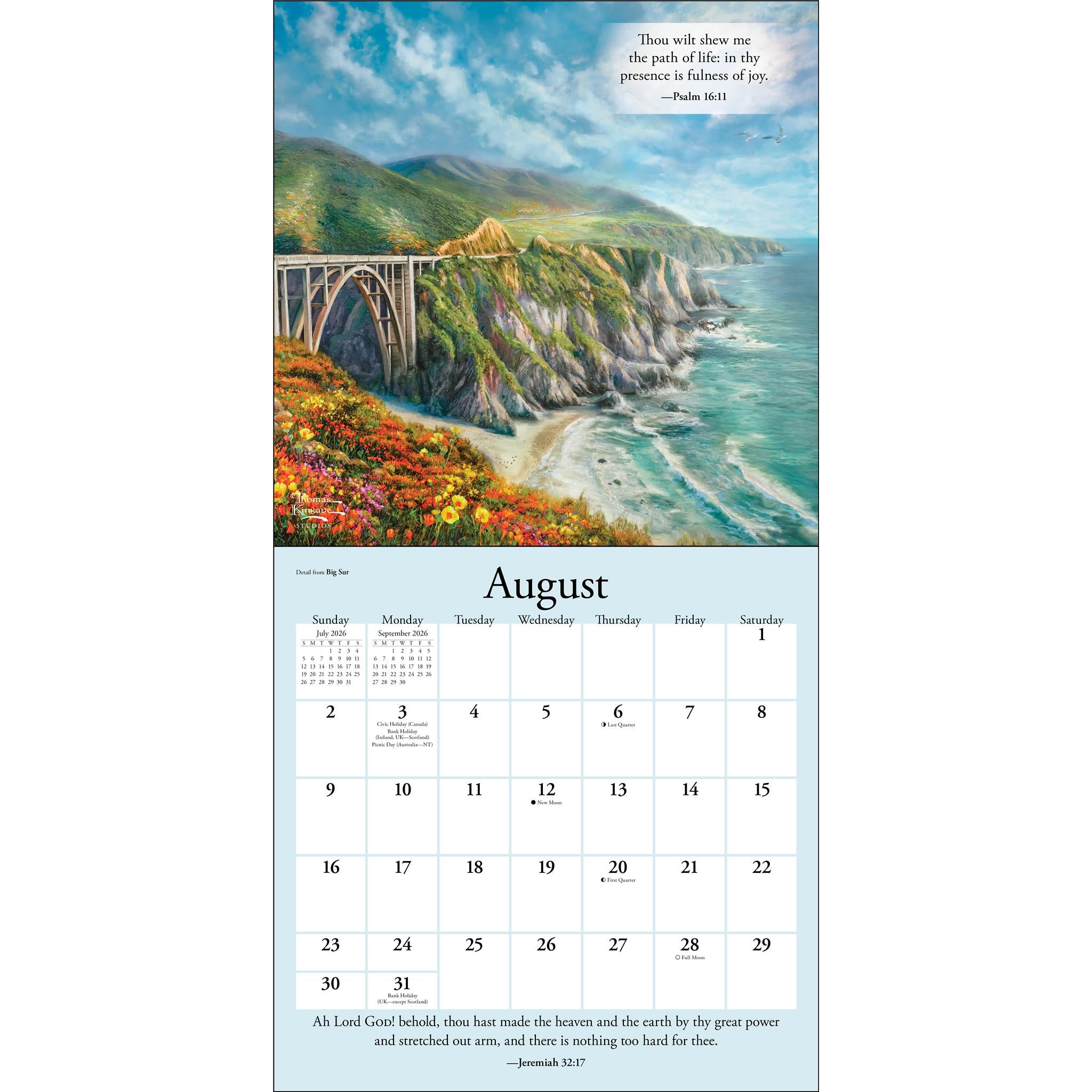 Kinkade Gardens Of Grace with Scripture 2026 Wall Calendar