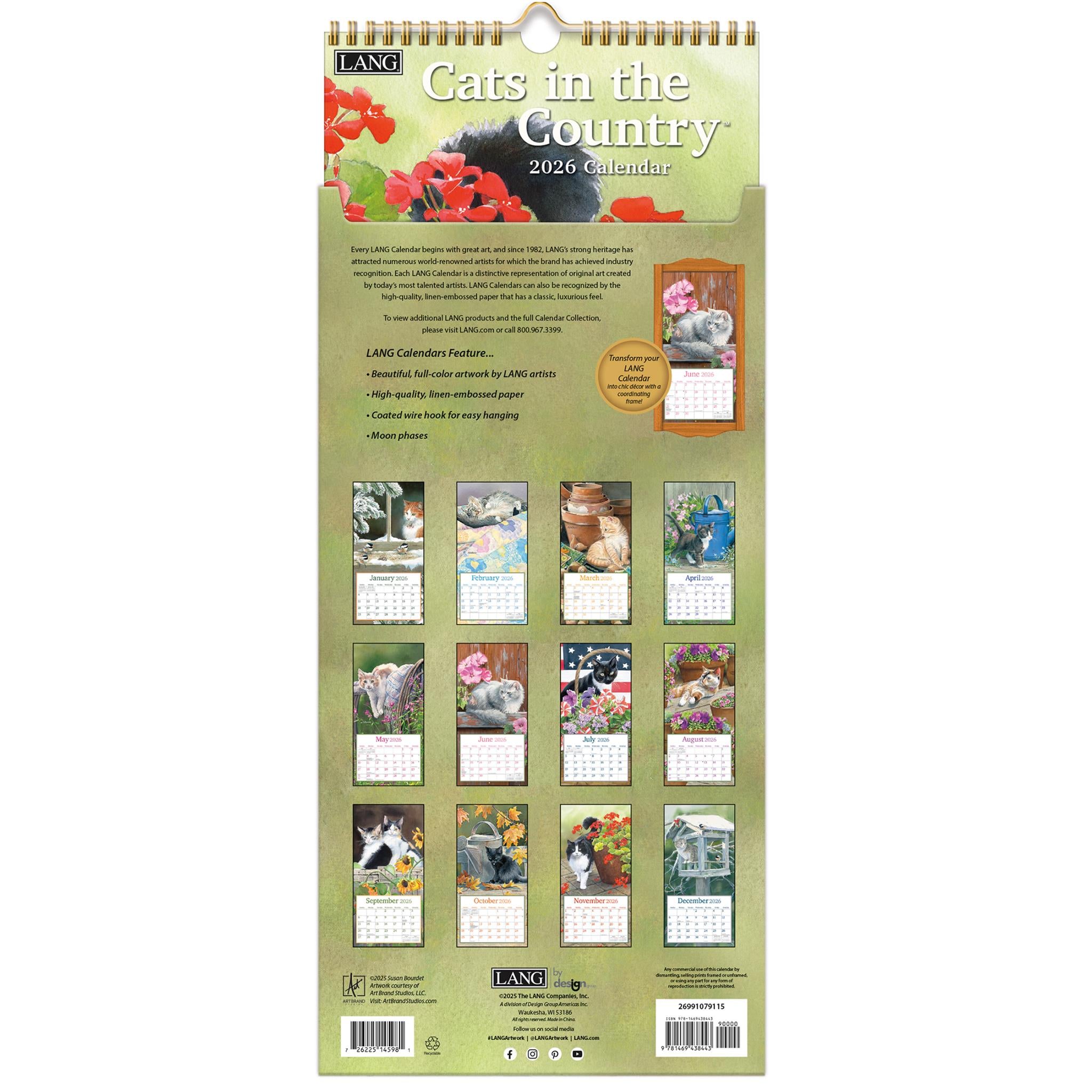 Calendrier mince « Chats à la campagne » 2026 - Disponible uniquement en ligne