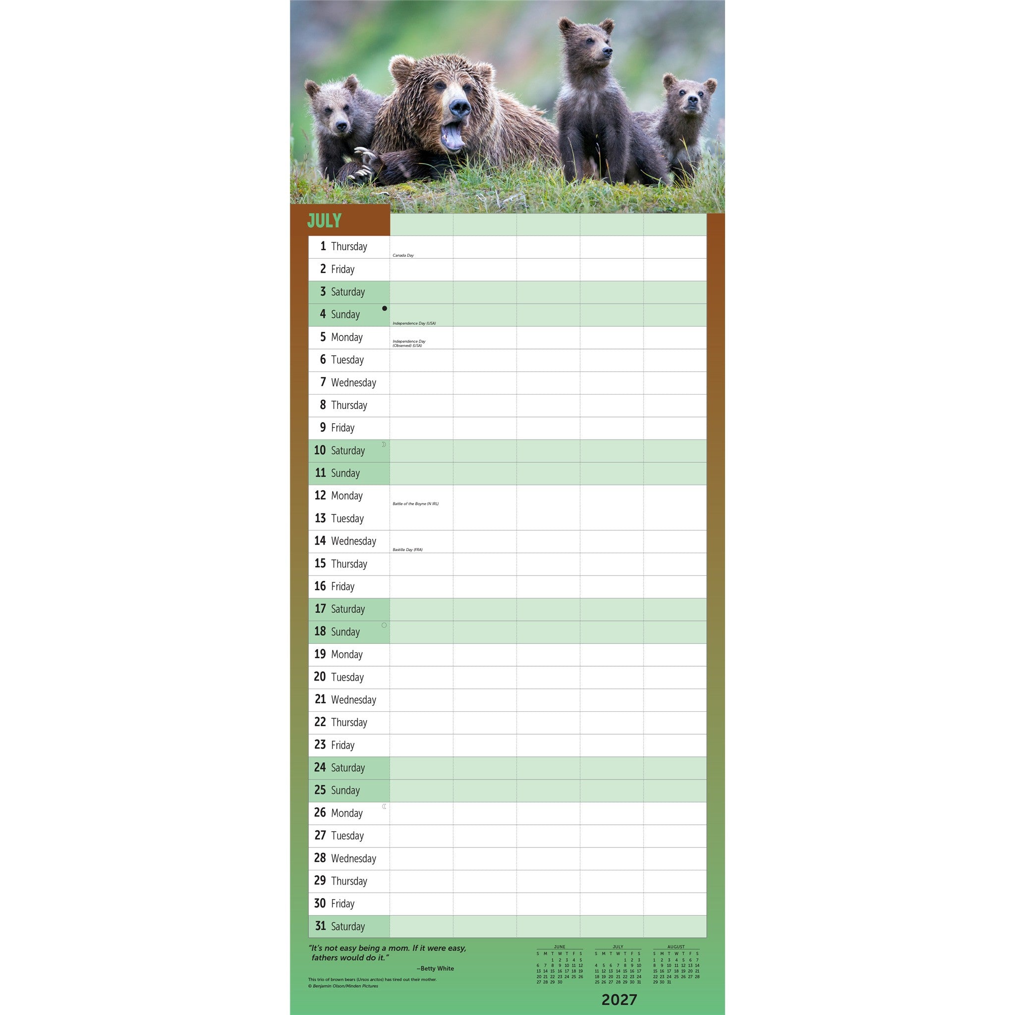 Le calendrier mural famille organisée 2027