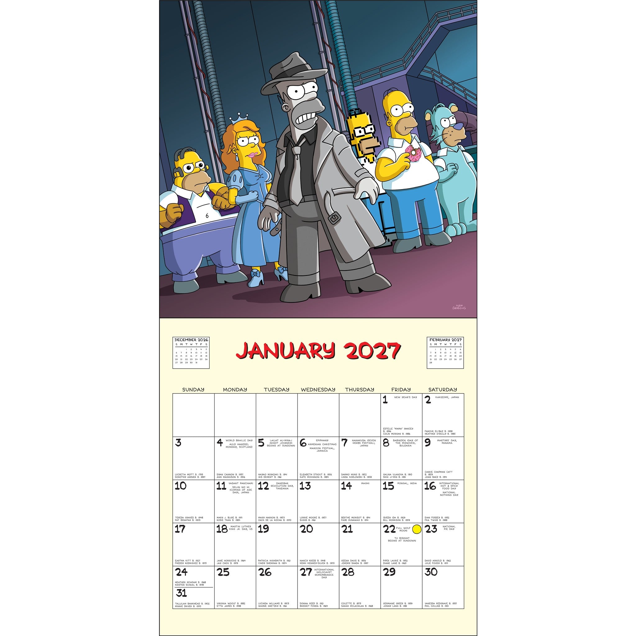 Calendrier mural Les Simpson 2027