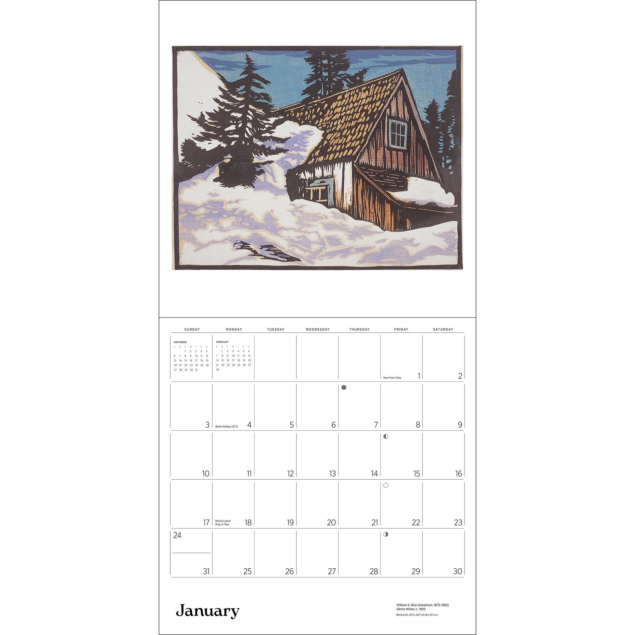 Calendrier mural 2027 Arts and Crafts Block Prints - En ligne seulement