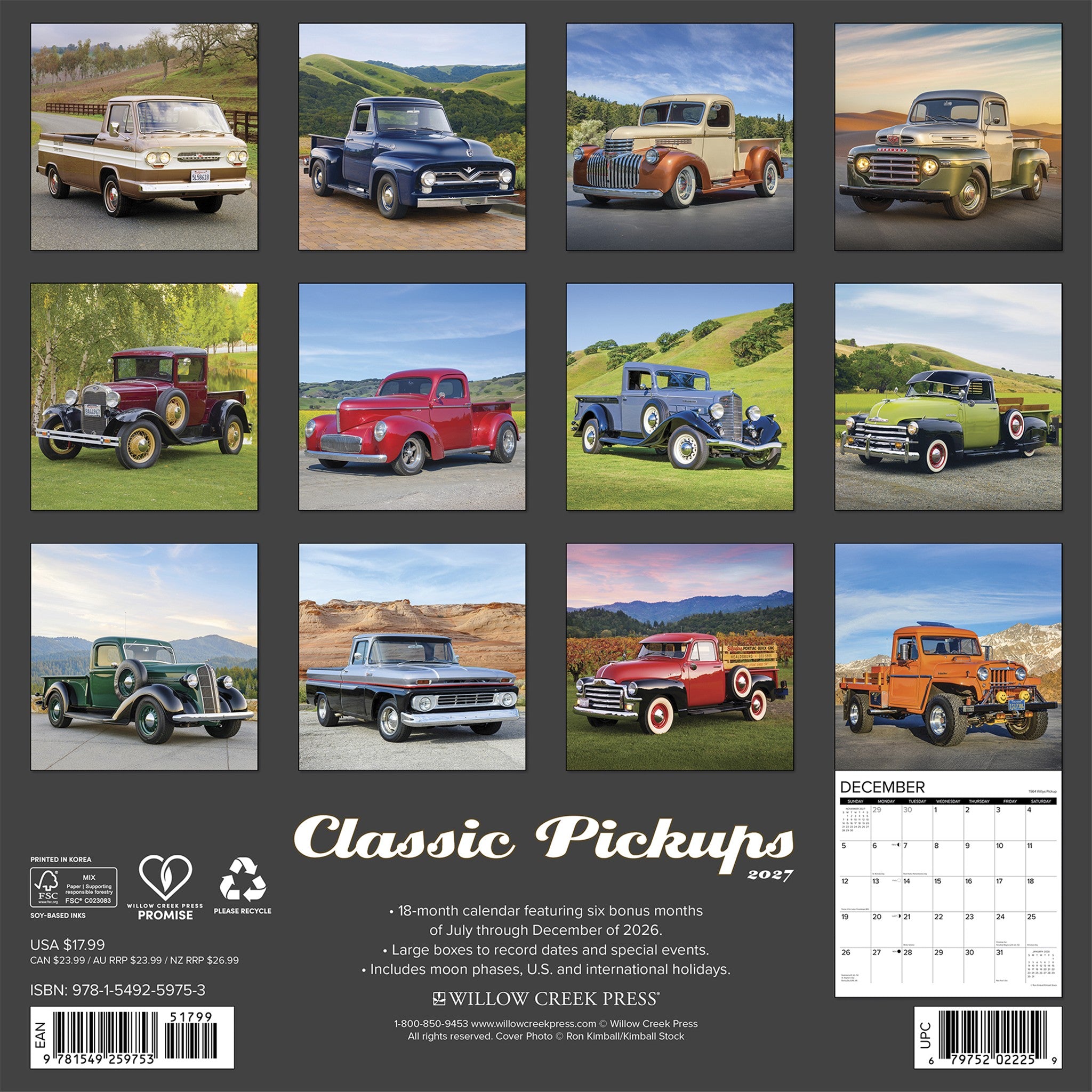 Classic Pickups 2027 Wall Calendar - Online Only