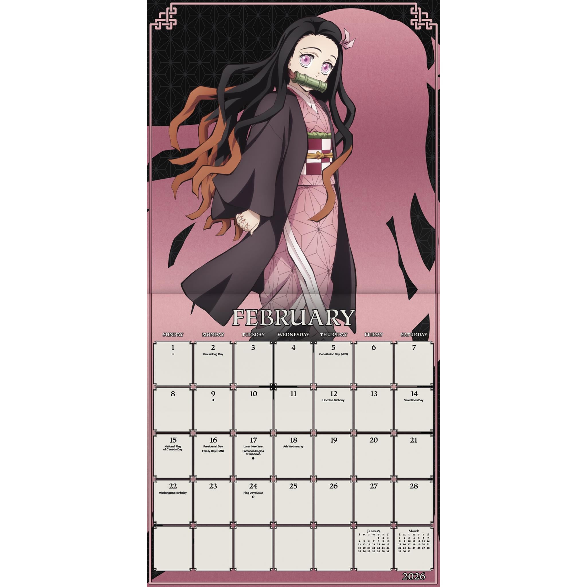 Demon Slayer Kimetsu No Yaiba 2026 Wall Calendar