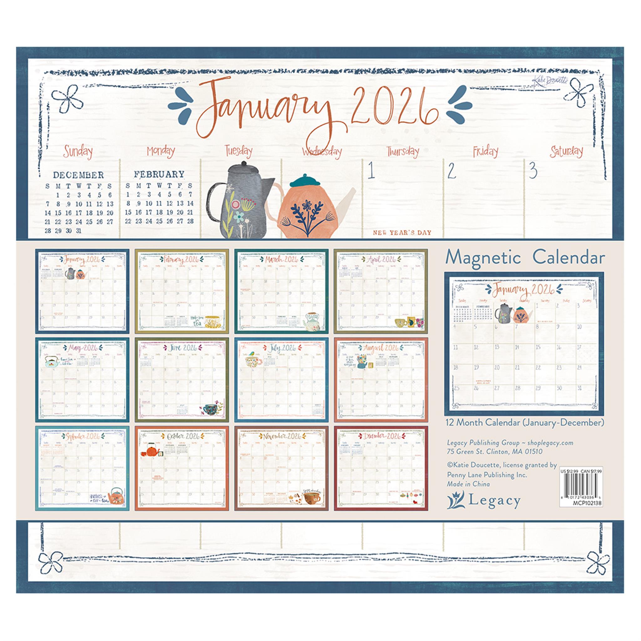 Calendrier magnétique miniature Tea 2026 - Disponible uniquement en ligne