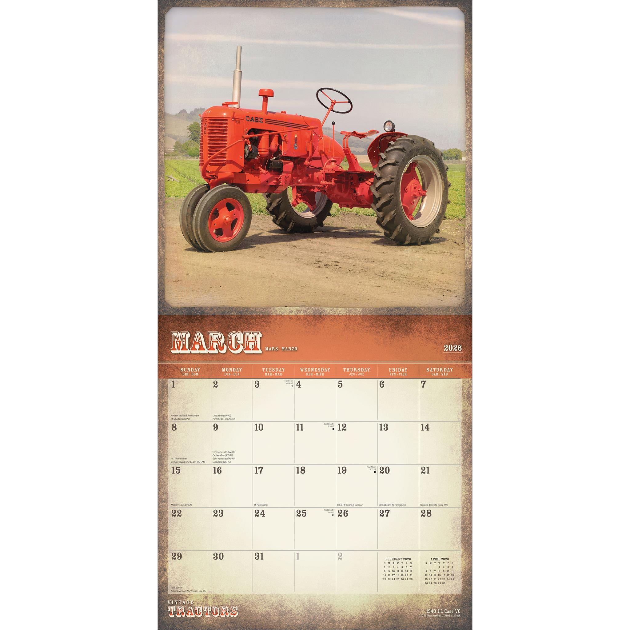 Vintage Tractors 2026 Wall Calendar - Online Only