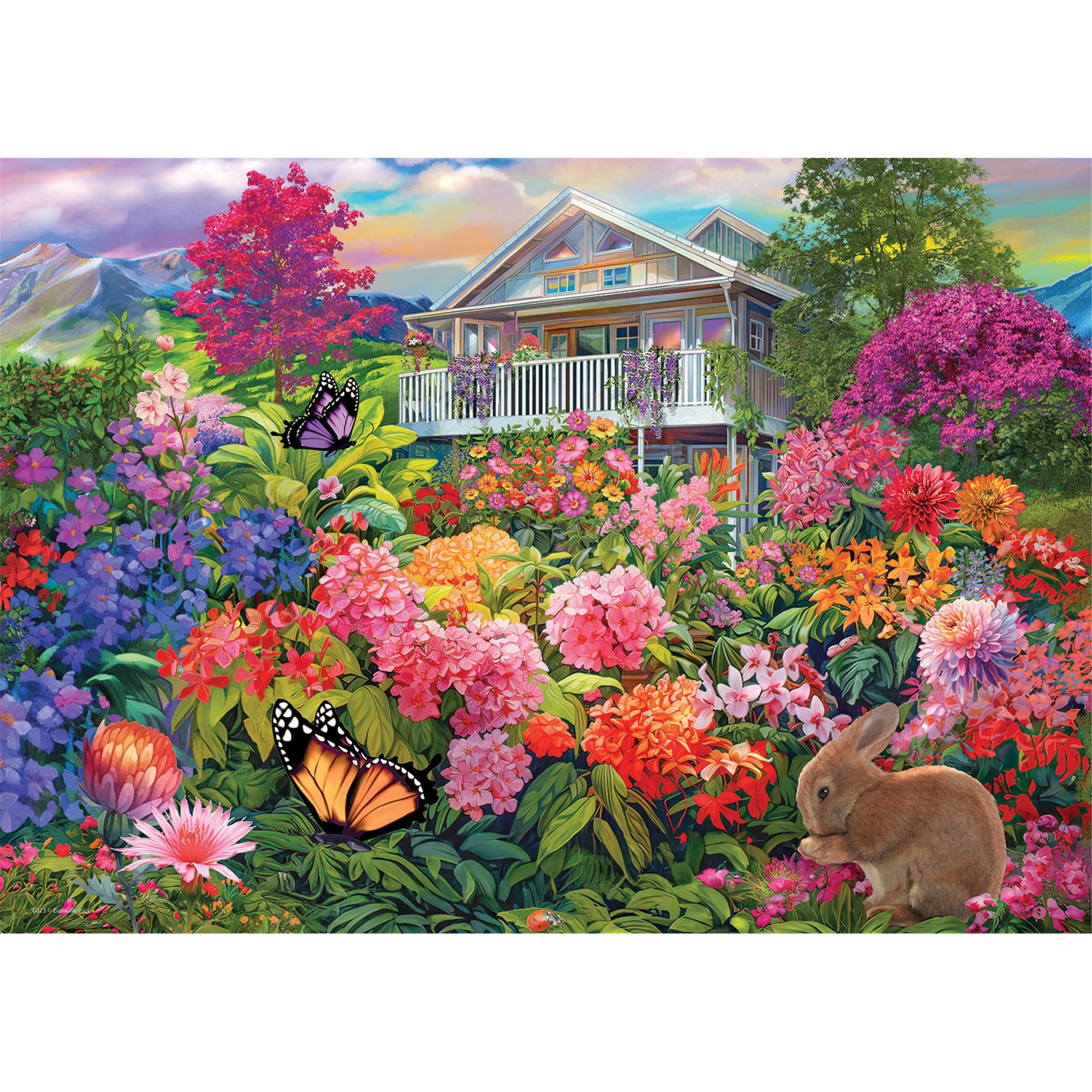 Puzzle de 104 pièces Jardin des lapins