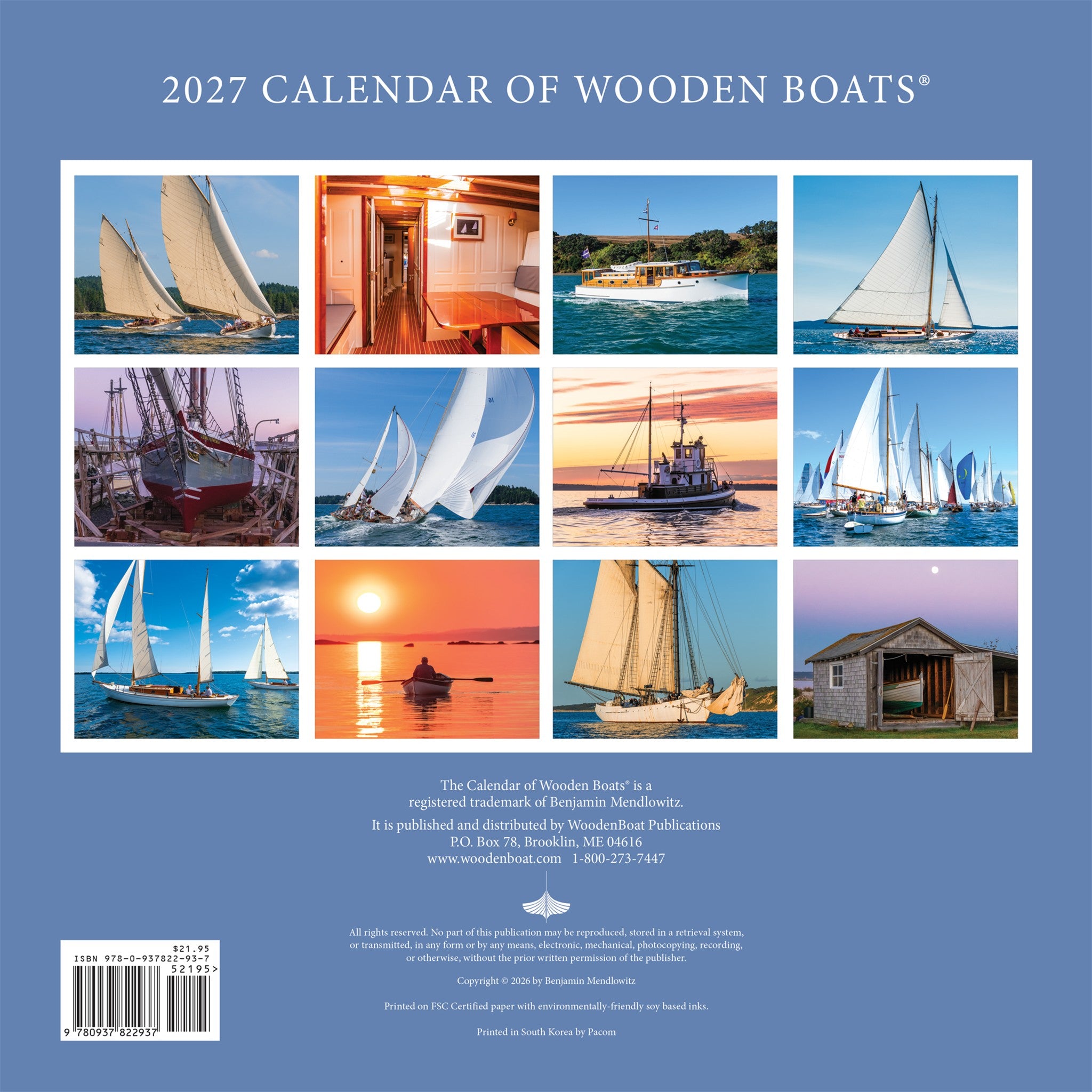 Wooden Boats 2027 Wall Calendar