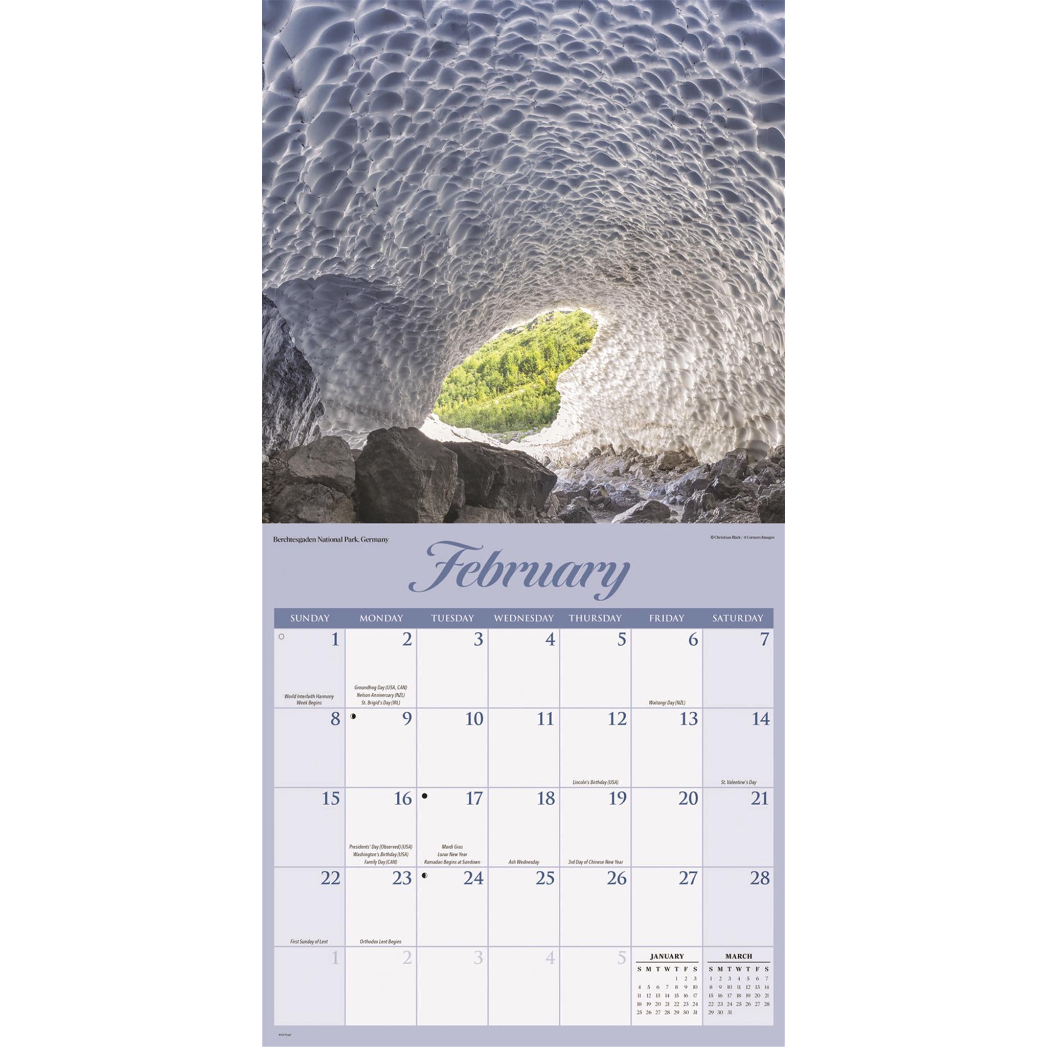 Calendrier mural des merveilles de la nature 2026