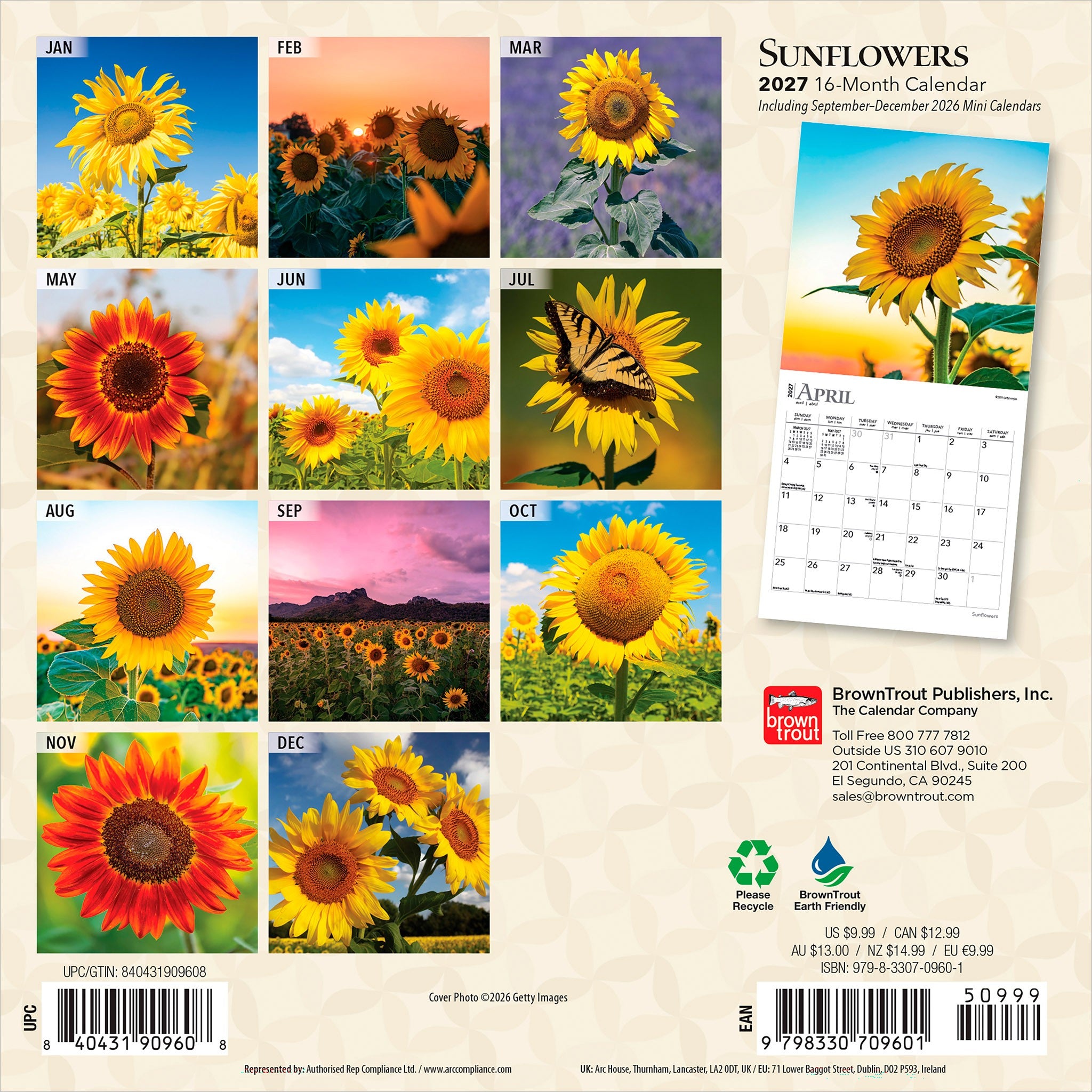 Sunflowers 2027 Mini Calendar