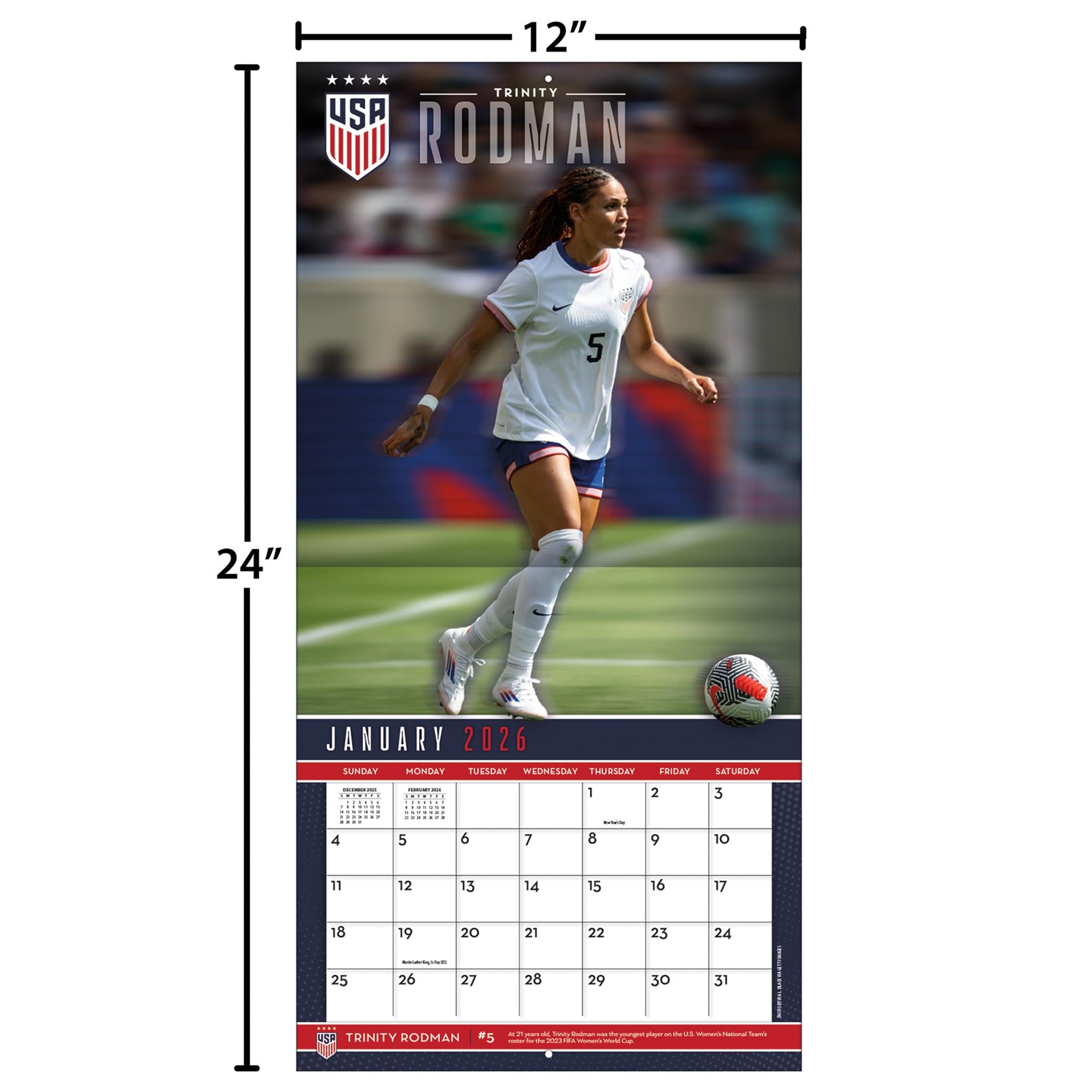 Calendrier mural 2026 de l'équipe féminine de soccer des États-Unis