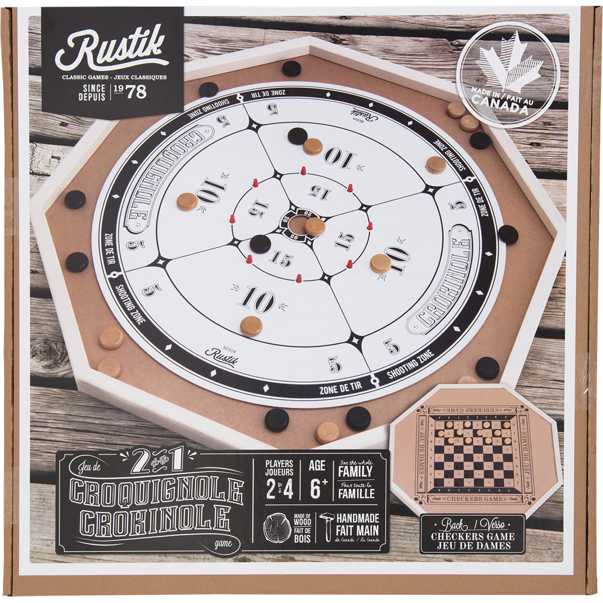 Deluxe Crokinole 3 in 1 Crokinole / Chess / Checkers