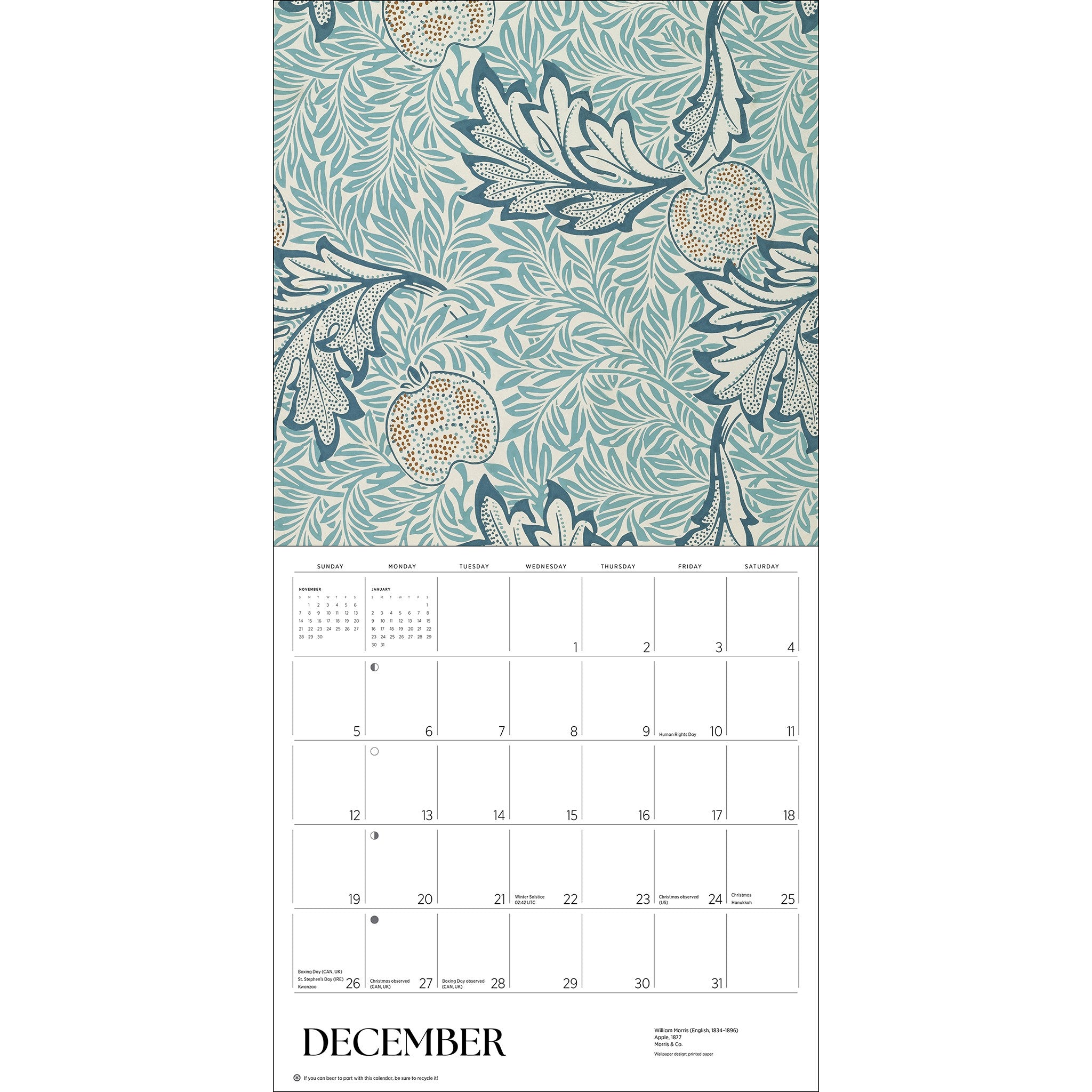 William Morris Arts Crafts Designs 2027 Wall Calendar