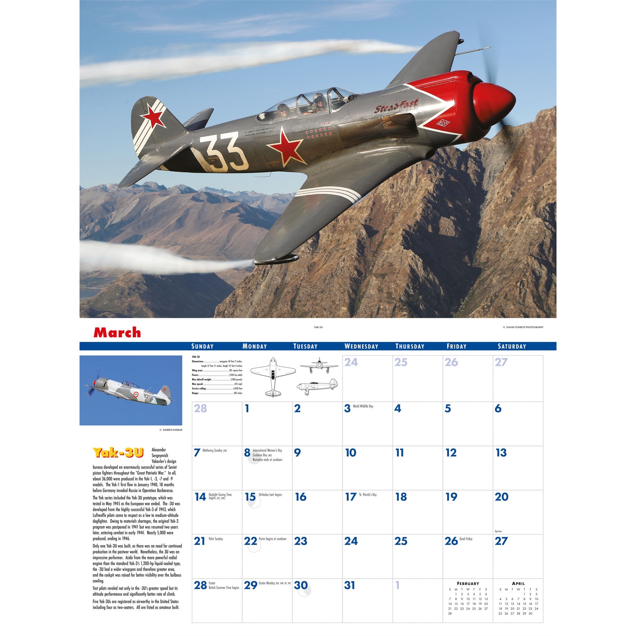 Calendrier mural L'âge d'or de l'aviation 2027