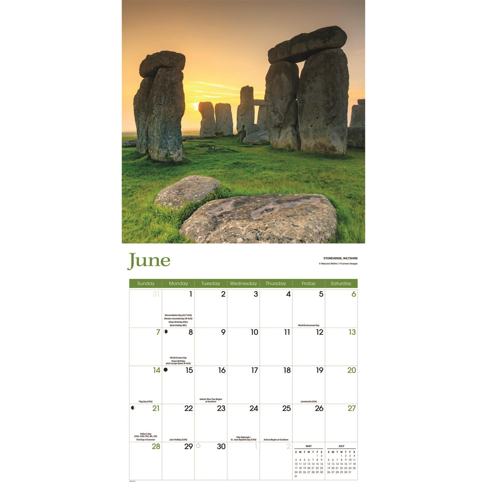 Calendrier mural Angleterre 2026