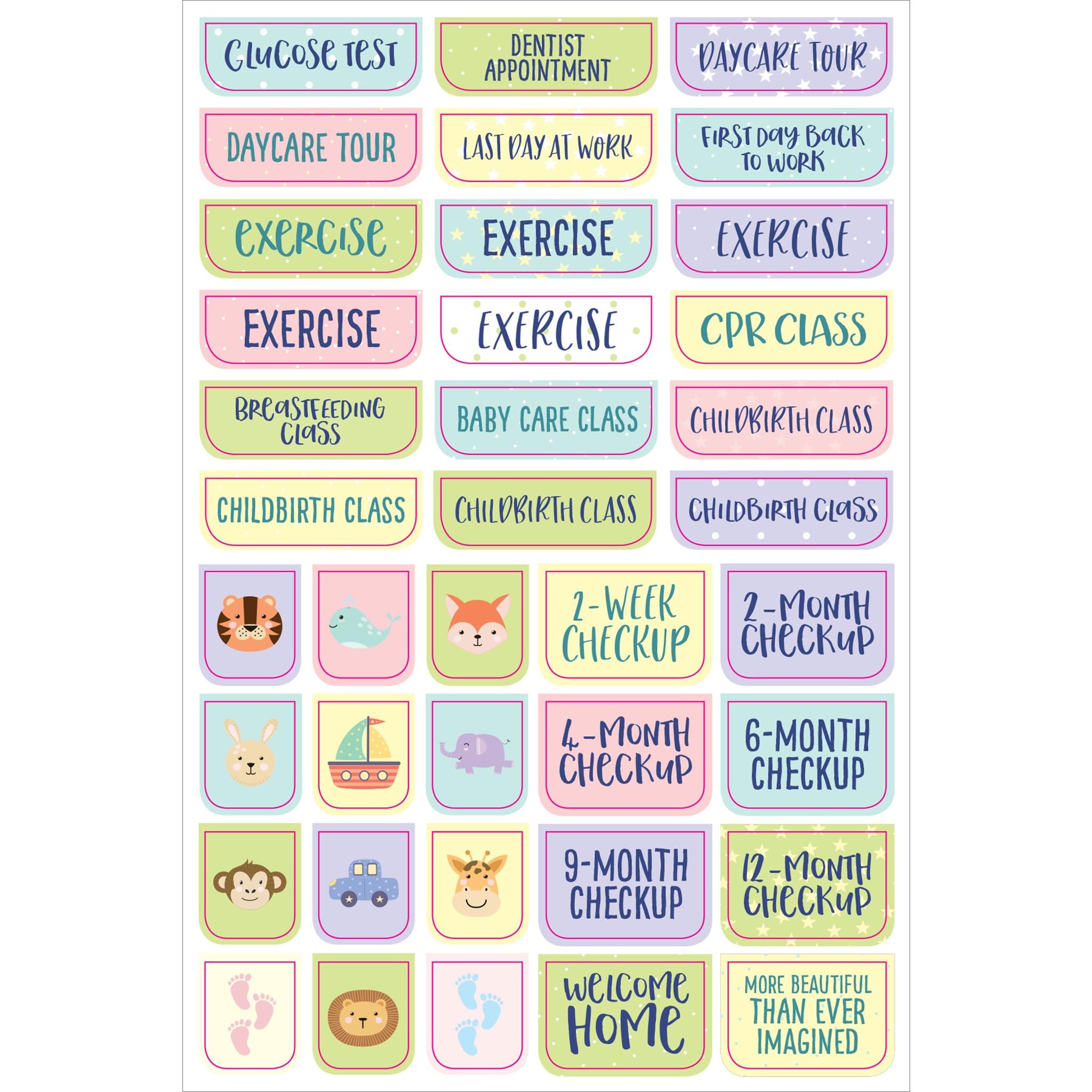 Autocollants pour agenda Grossesse et Première année de bébé