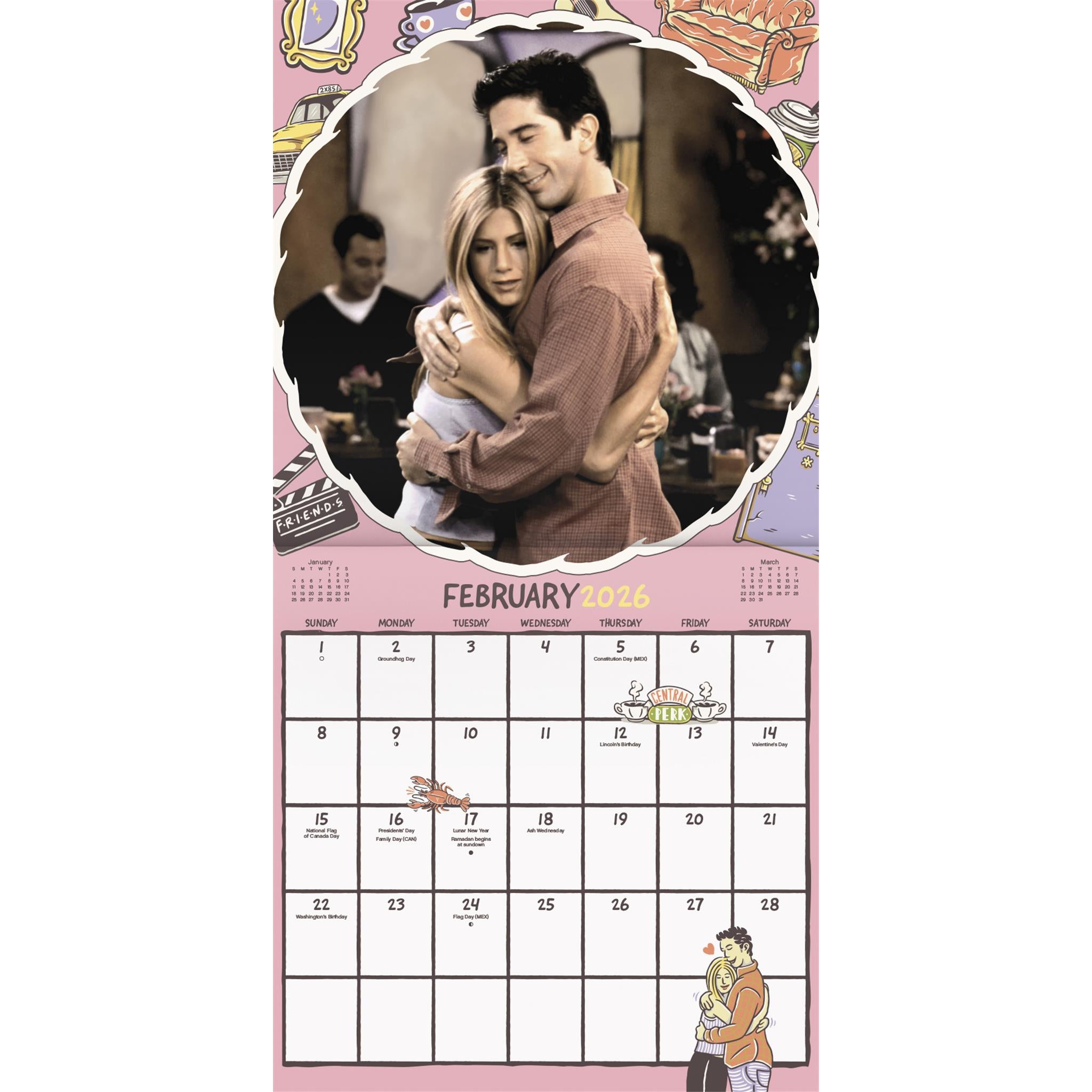 Friends Exclusive with Decal 2026 Deluxe Wall Calendar