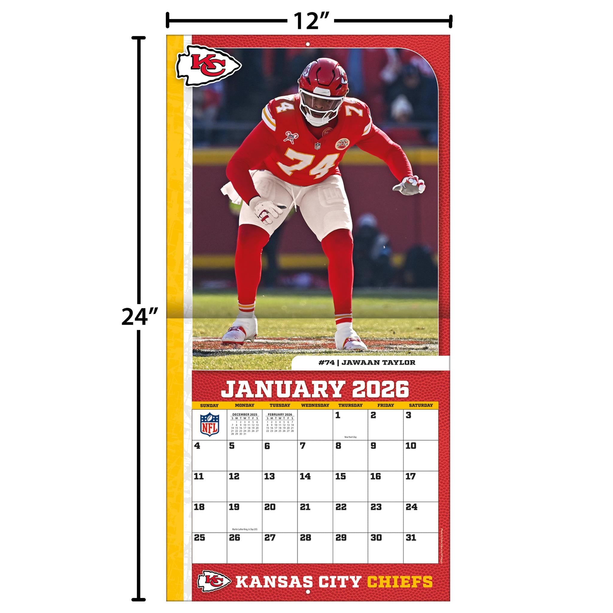 Calendrier mural NFL Kansas City Chiefs 2026