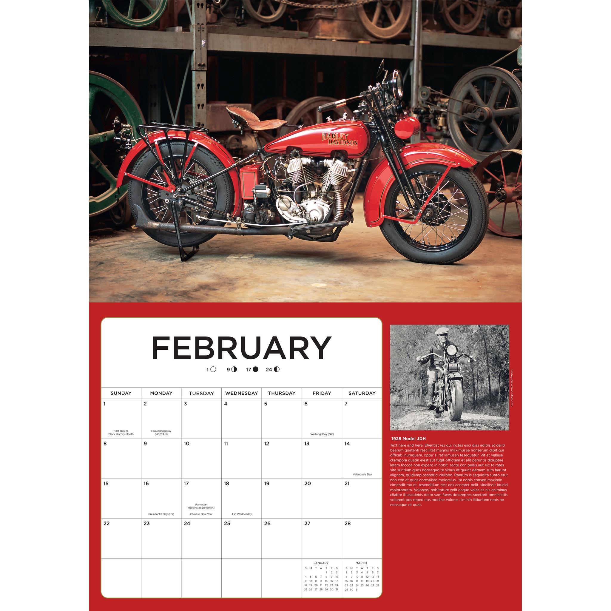 Calendrier mural de luxe Harley Davidson 2026