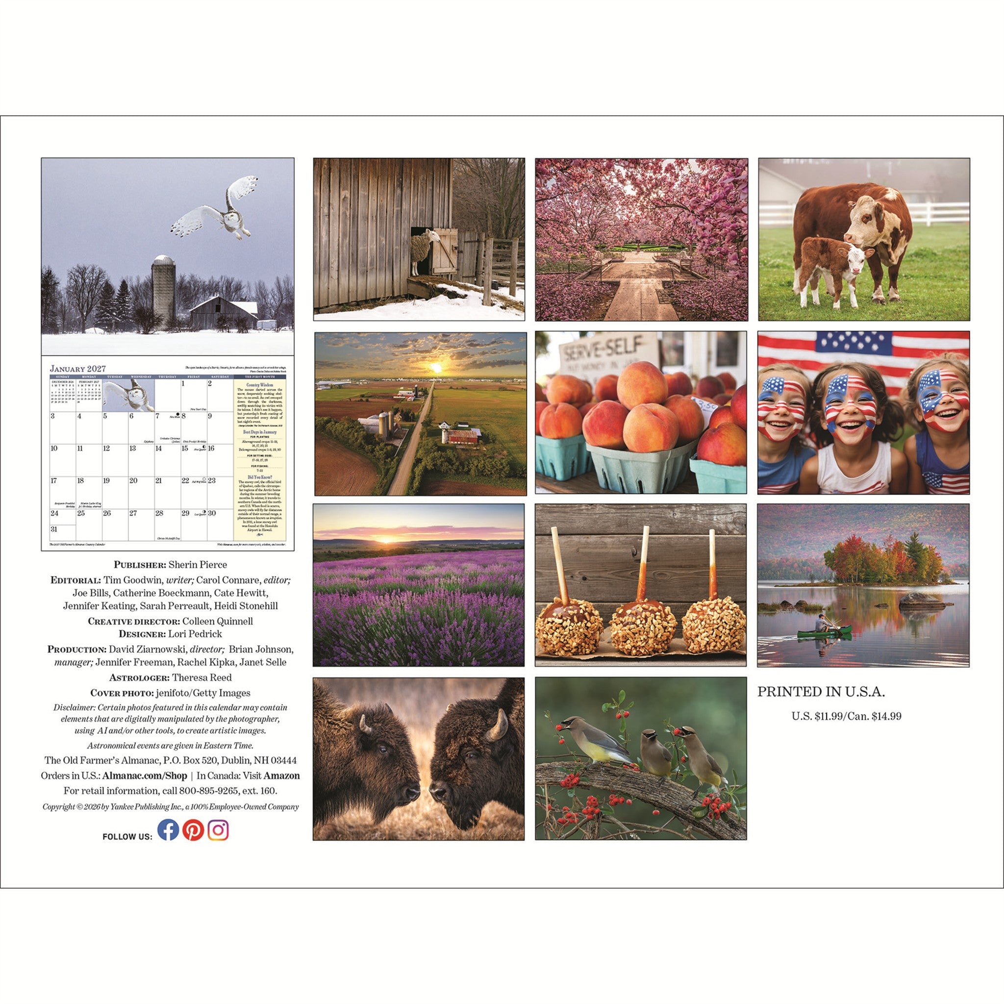The Old Farmer's Almanac Country 2027 Wall Calendar