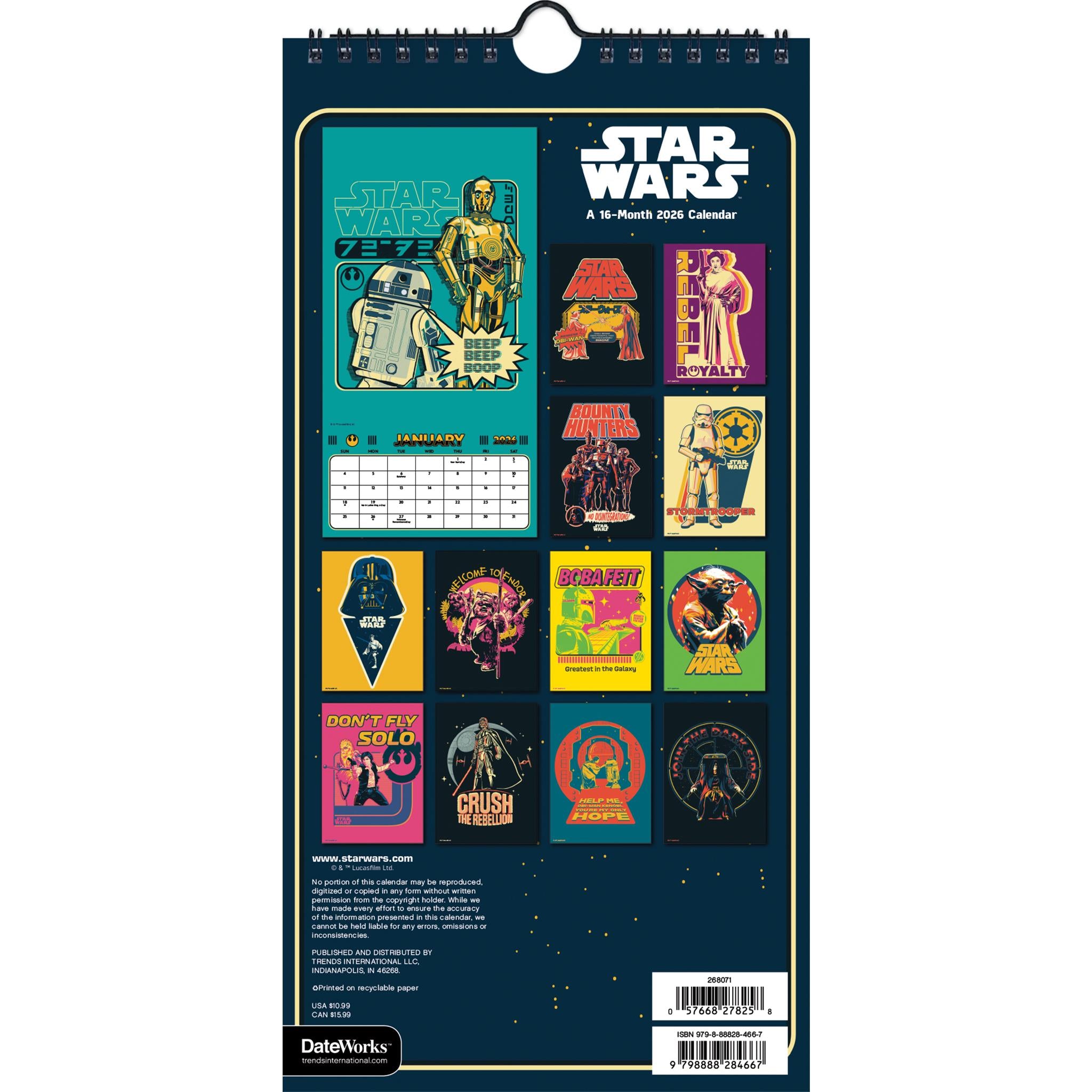 Calendrier mini-poster Star Wars 2026