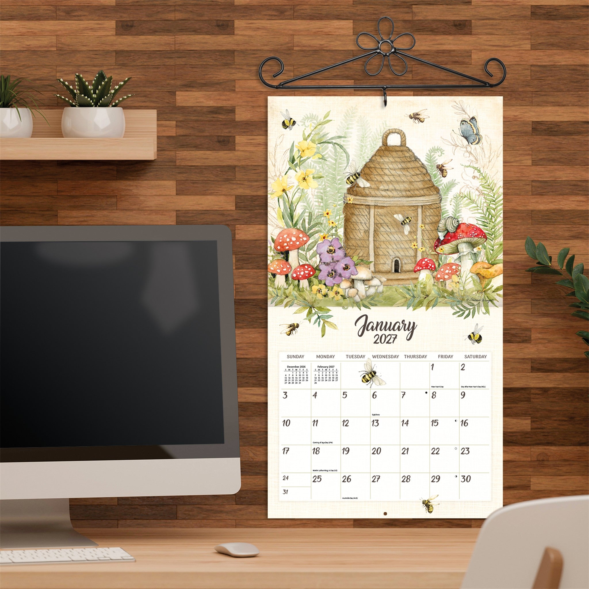 Bees In Bloom Special Edition with Print 2027 Wall Calendar