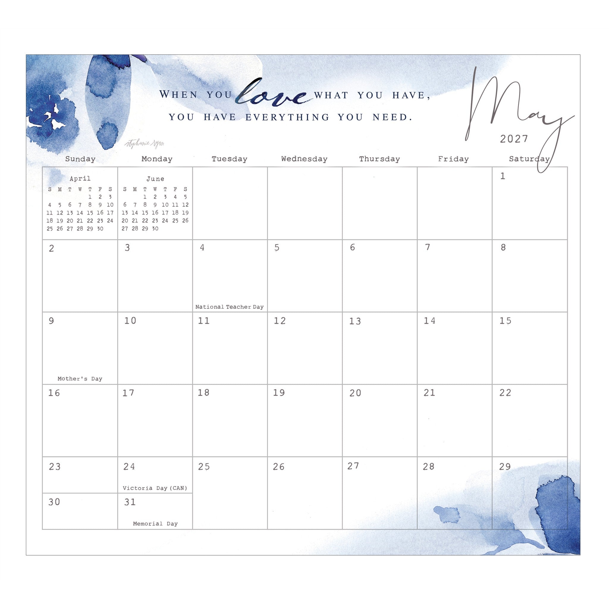 Gratitude Special Edition 2027 Mini Magnetic Calendar