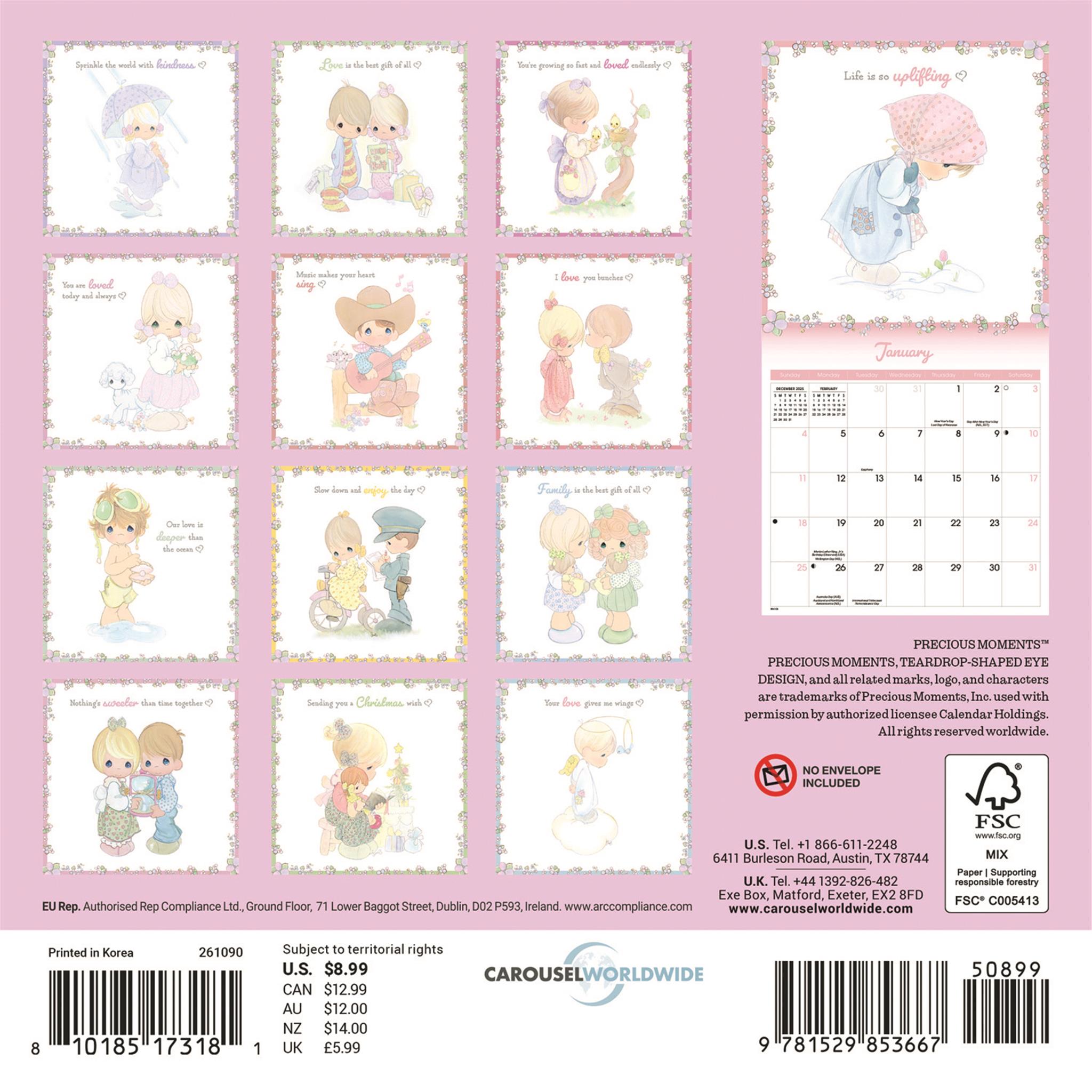 Mini calendrier Precious Moments 2026