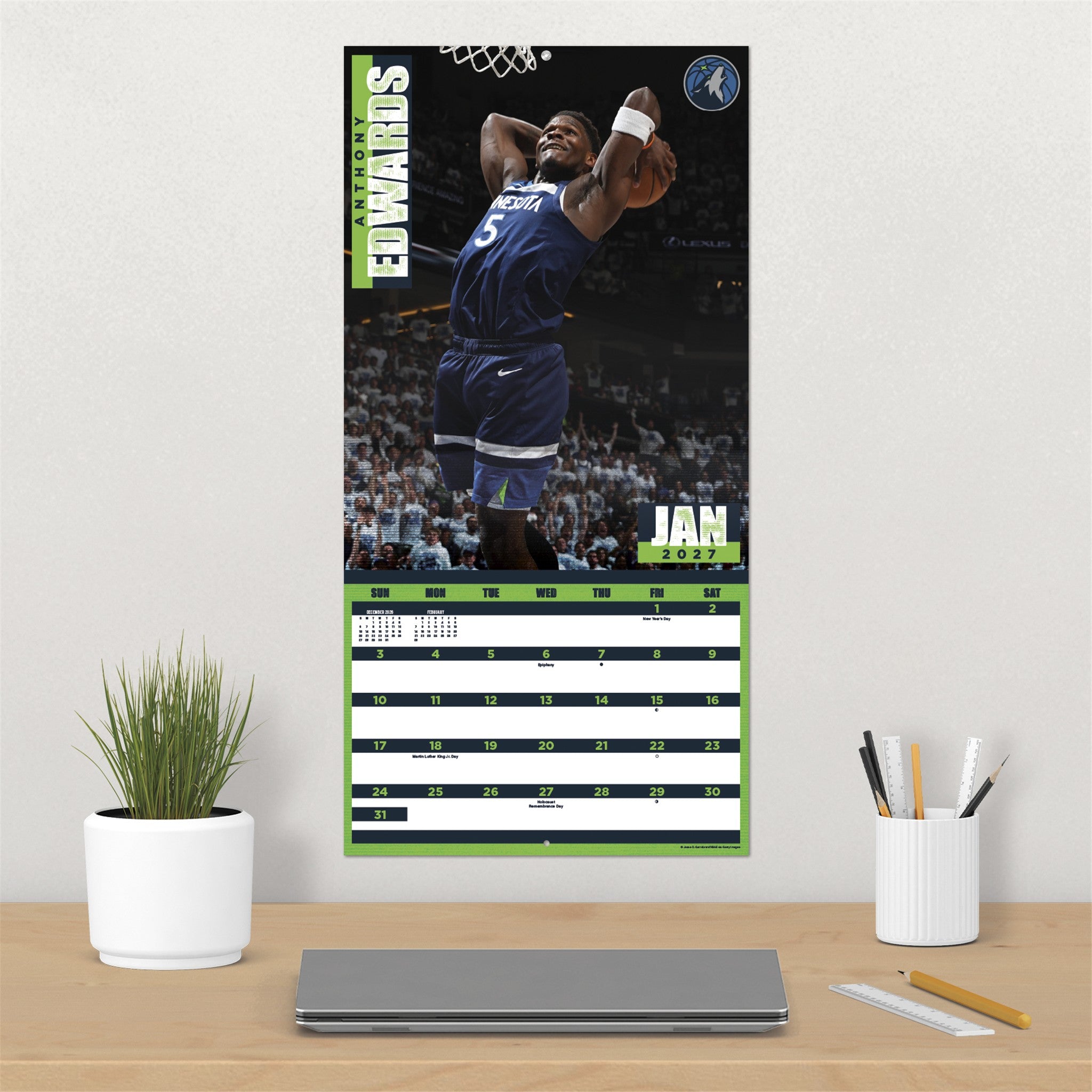 NBA Dunks 2027 Wall Calendar