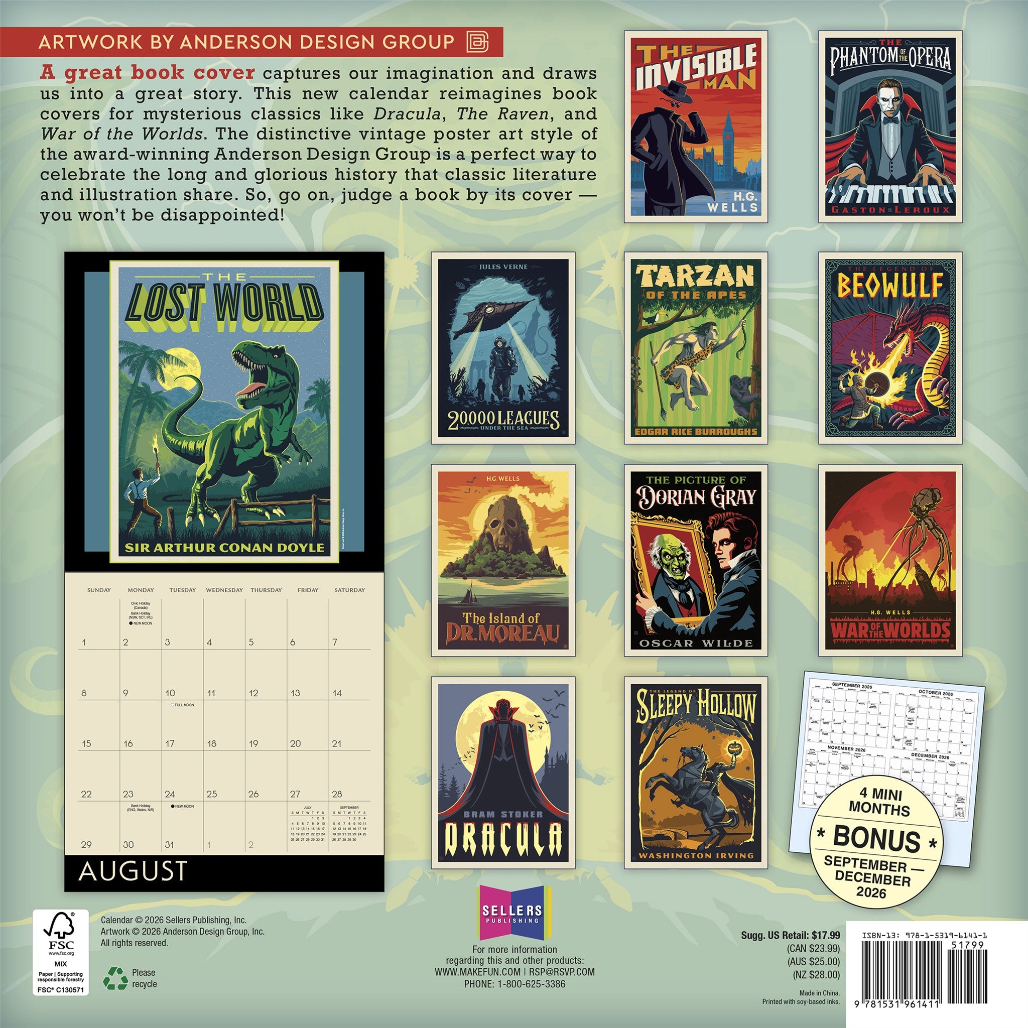 Classic Illustrated Tales: Mysteries & Monsters 2027 Wall Calendar - Online Only