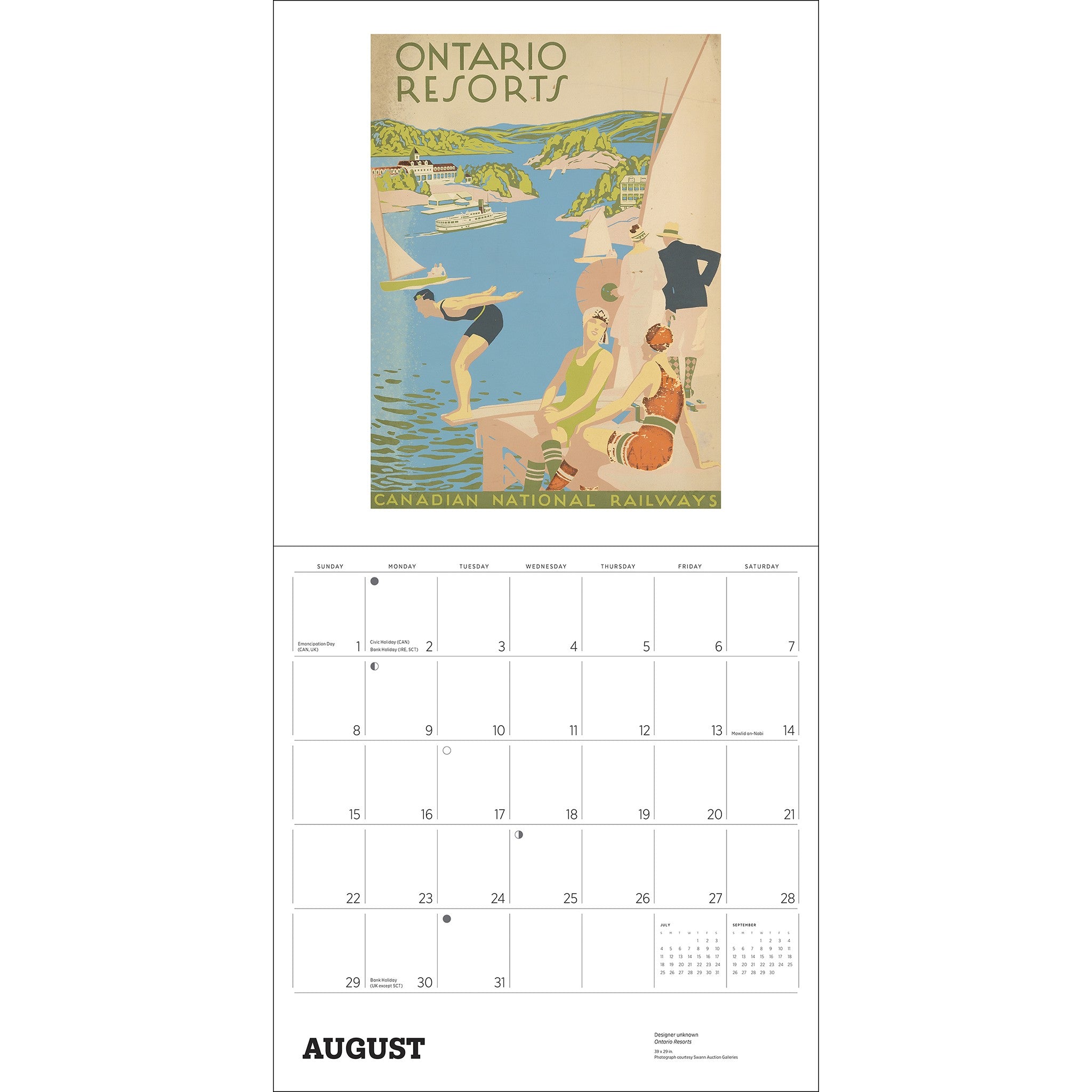 Calendrier mural 2027 : Affiches de voyage vintage du Canada