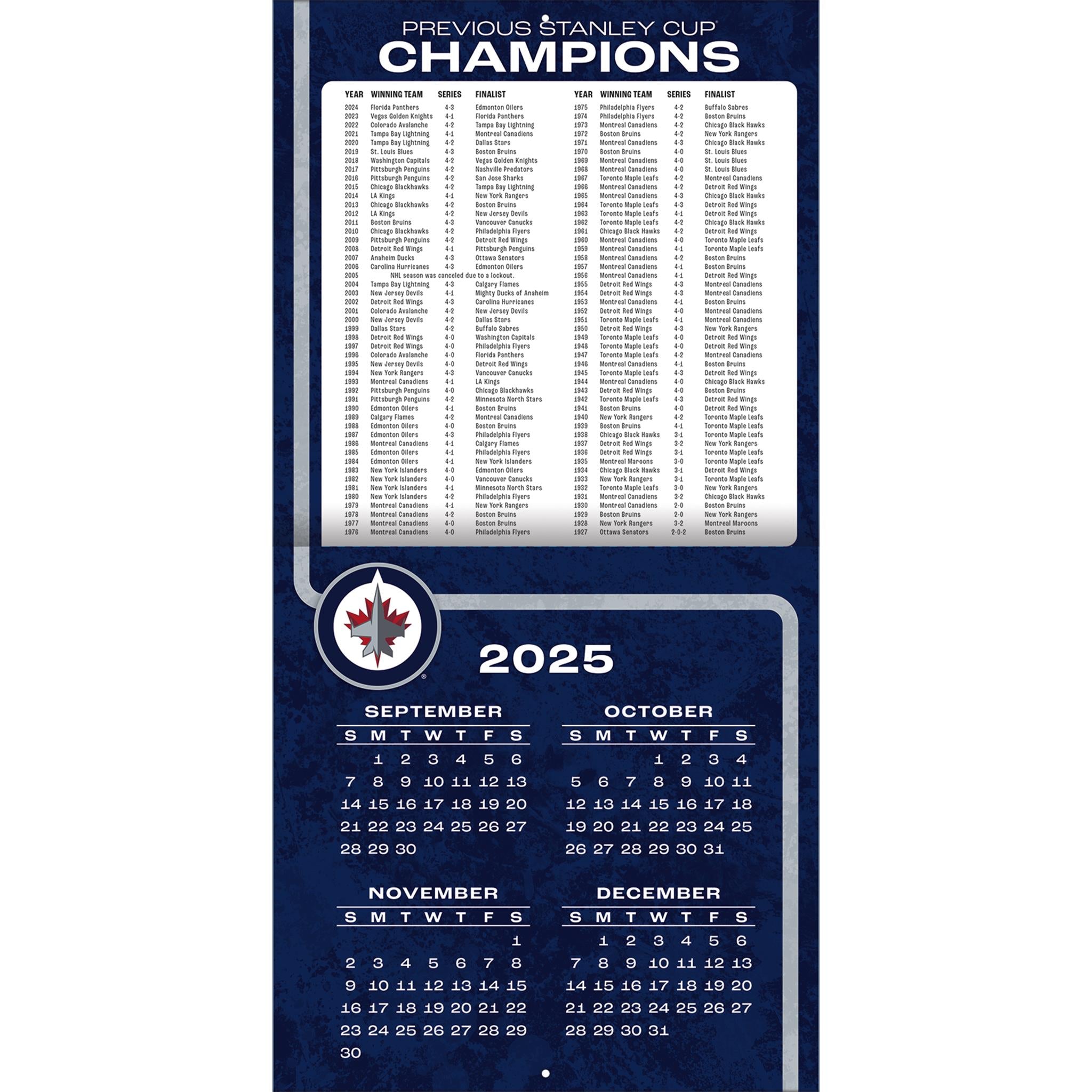 Calendrier mural 2026 des Jets de Winnipeg (LNH) - Disponible uniquement en ligne