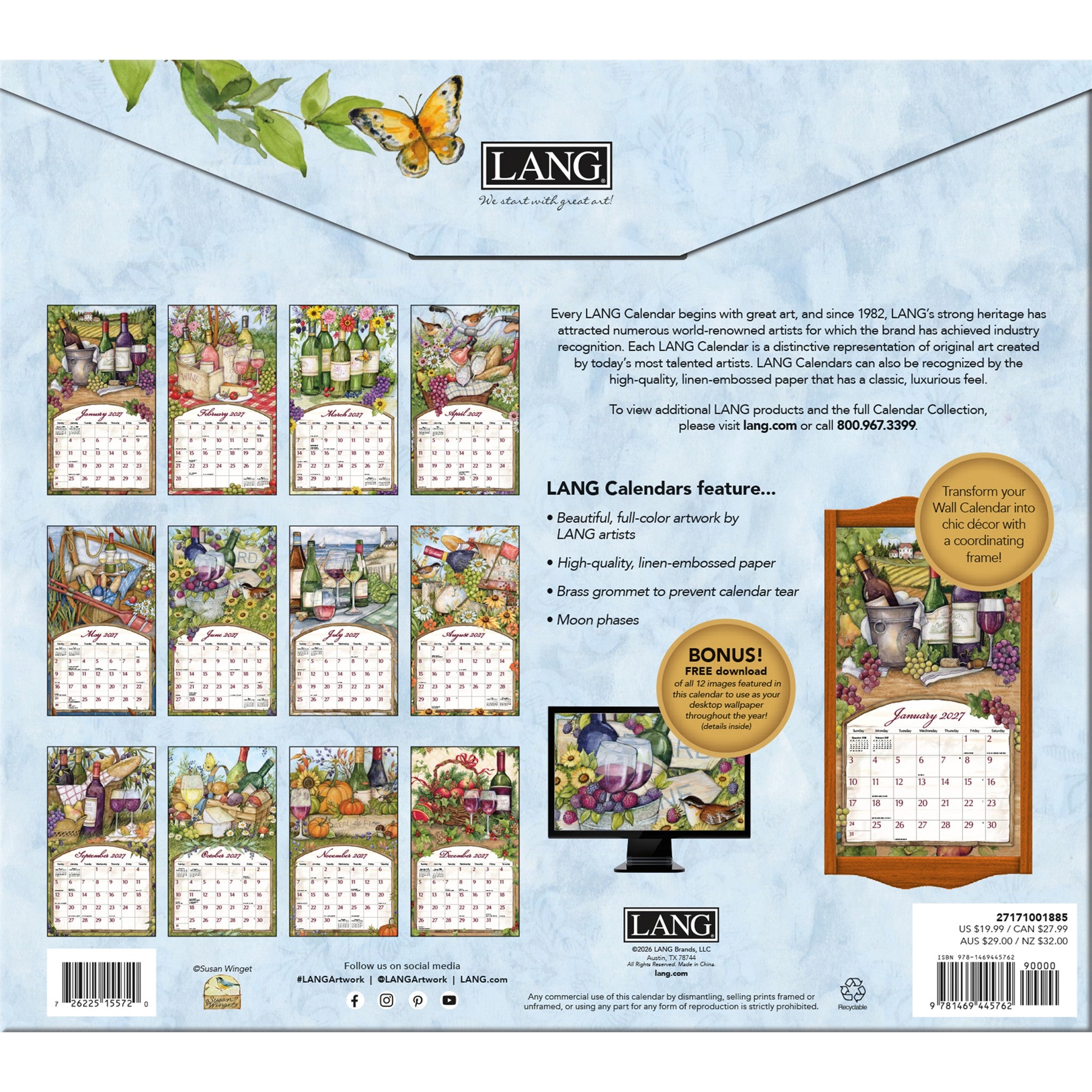 Wine Country Special Edition with Print 2027 Wall Calendar