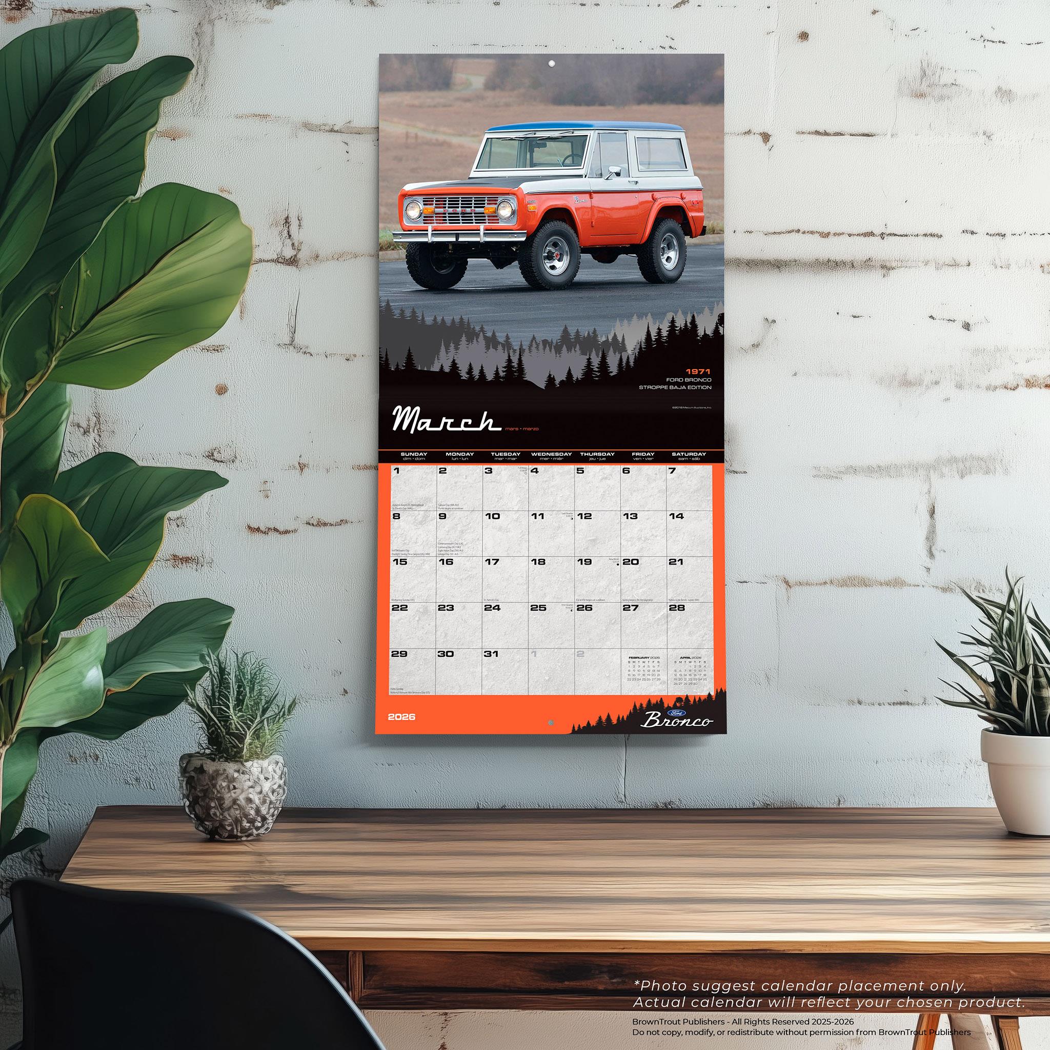 Ford Bronco 2026 Wall Calendar