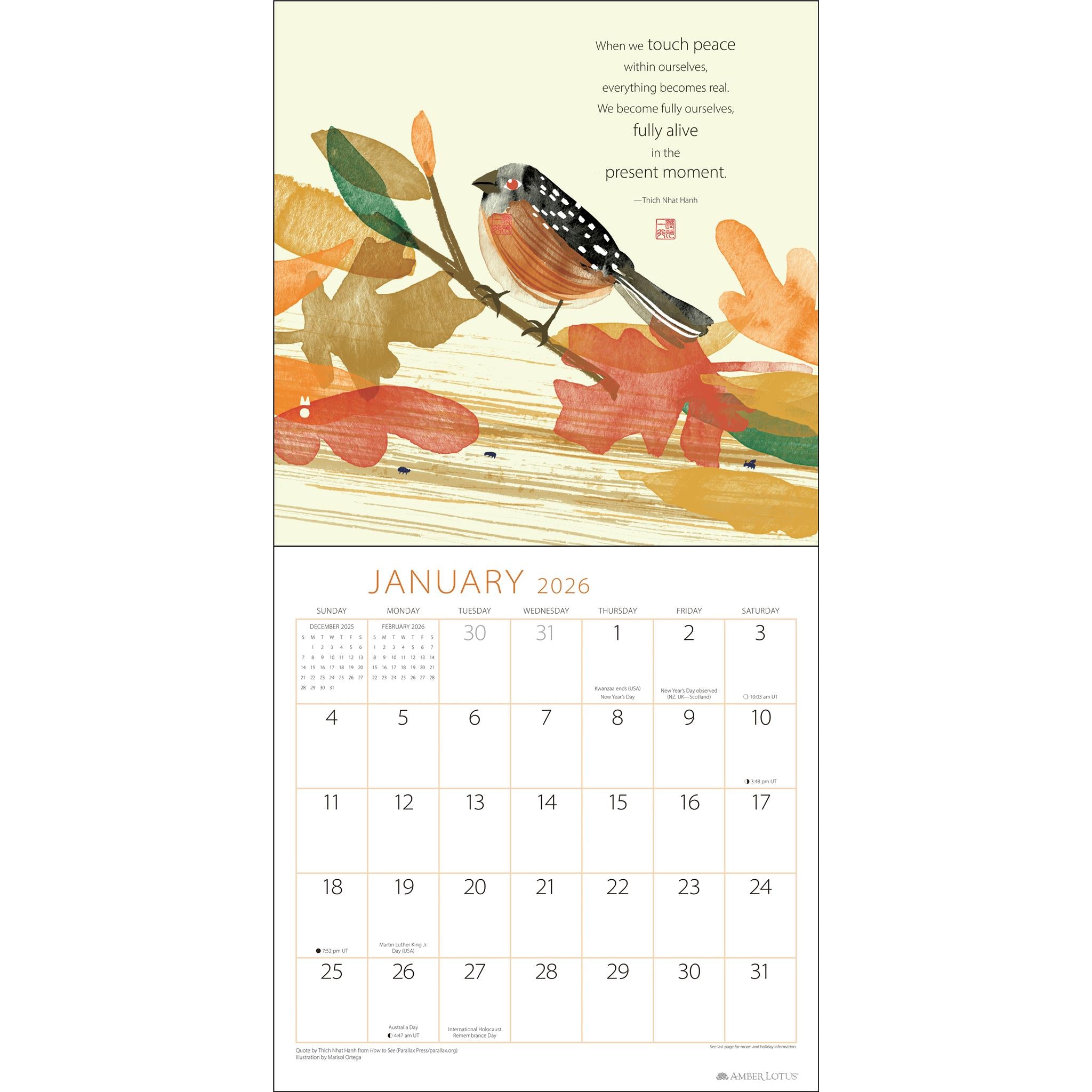 Thich Nhat Hanh 2026 Wall Calendar
