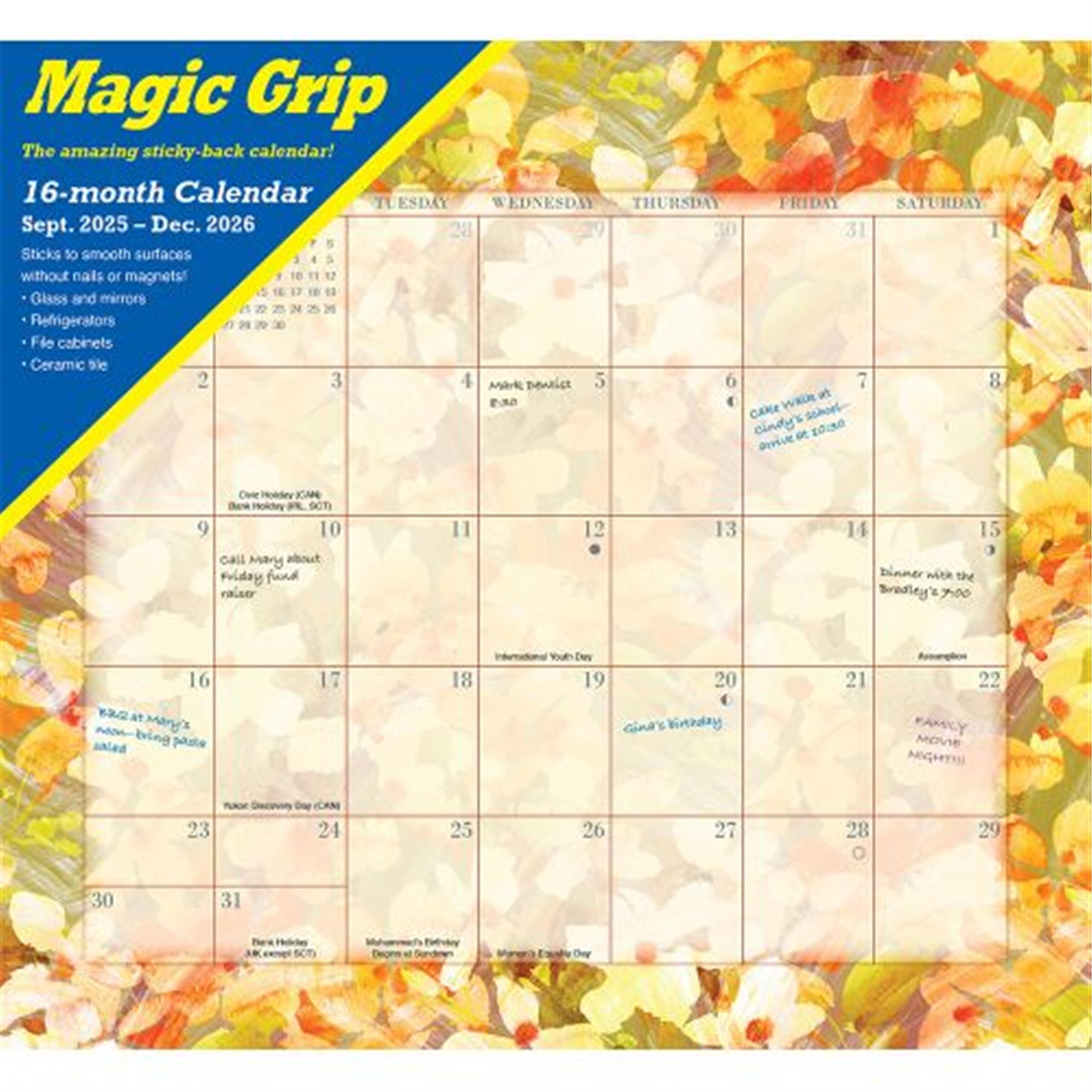 Calendrier mural exclusif Floral Jumbo Magic Grip 2025-2026