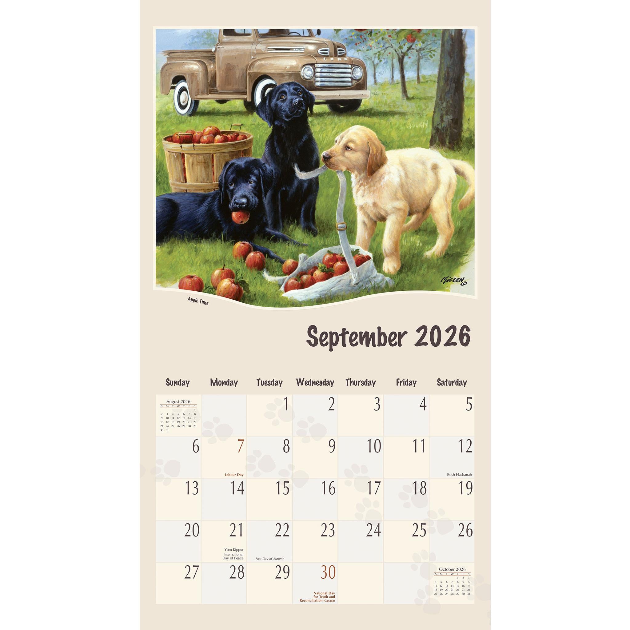Calendrier mural 2026 « Les amoureux des chiens » - Disponible uniquement en ligne