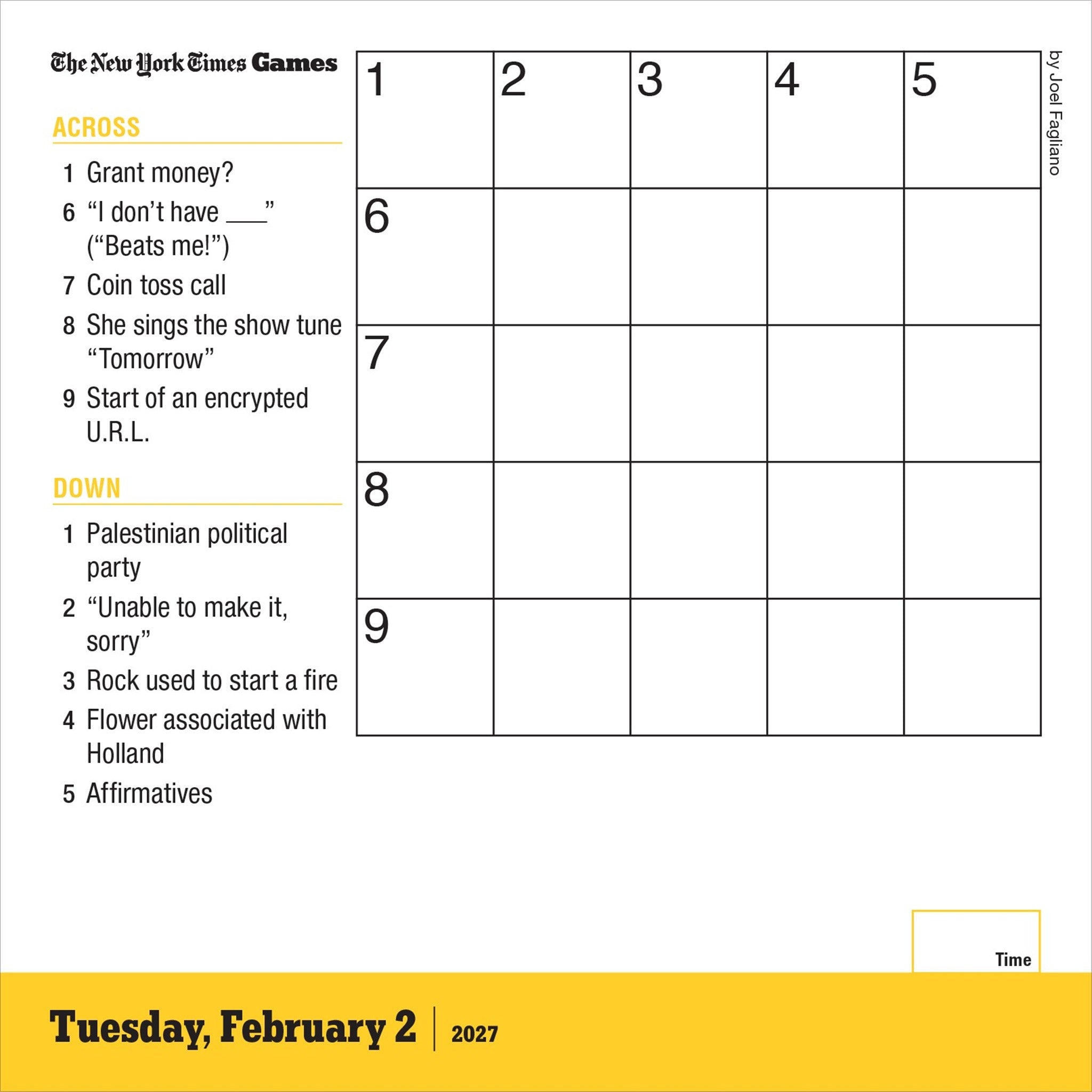 New York Times Mini Crossword 2027 Box Calendar