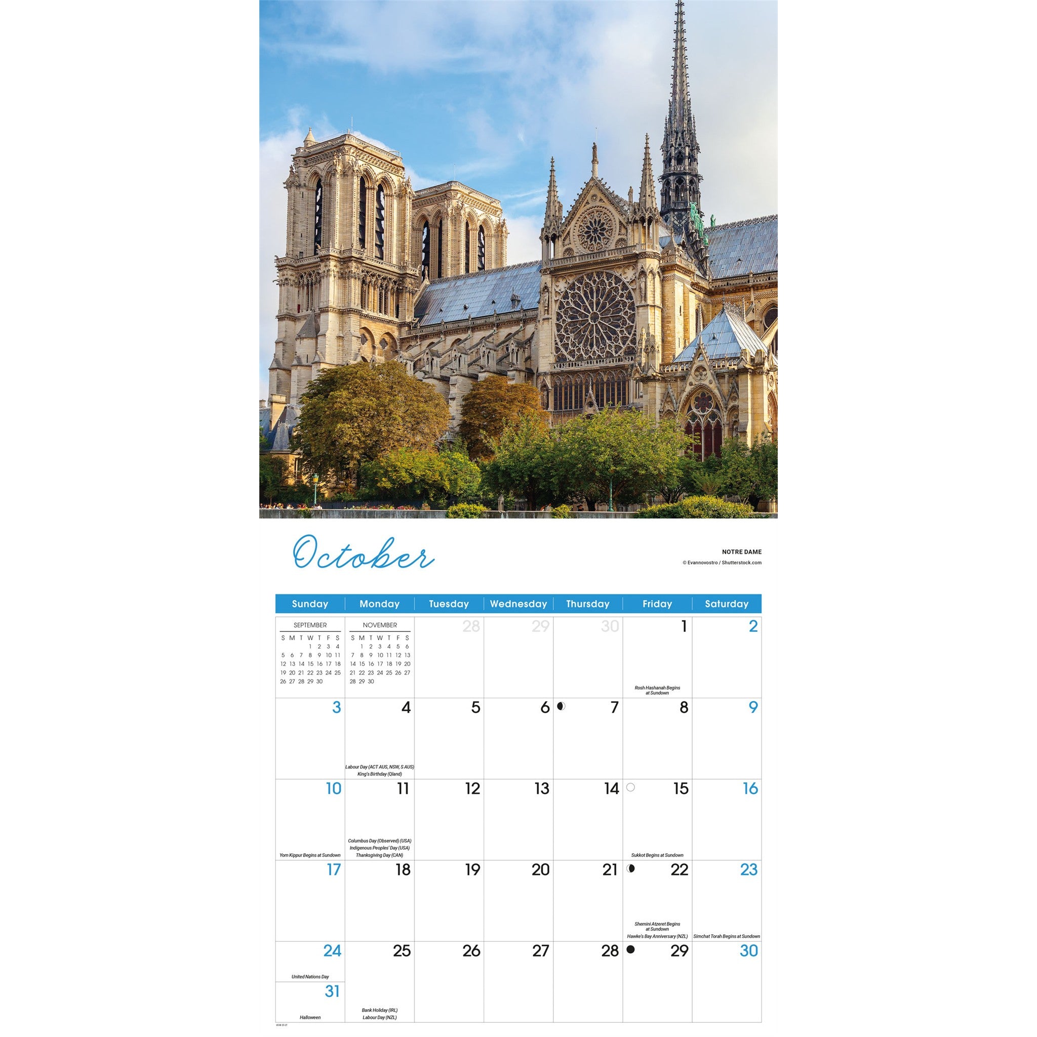 Calendrier mural Paris 2027